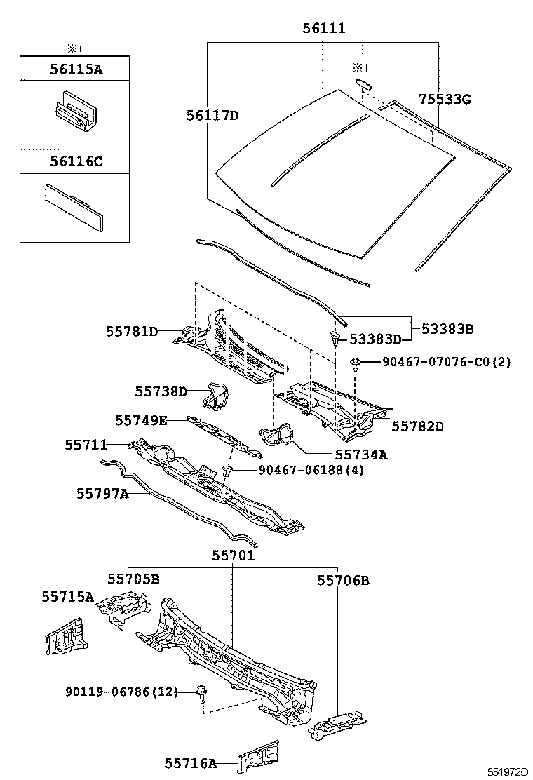 56101-12470 GLASS, WINDSHIELD product image