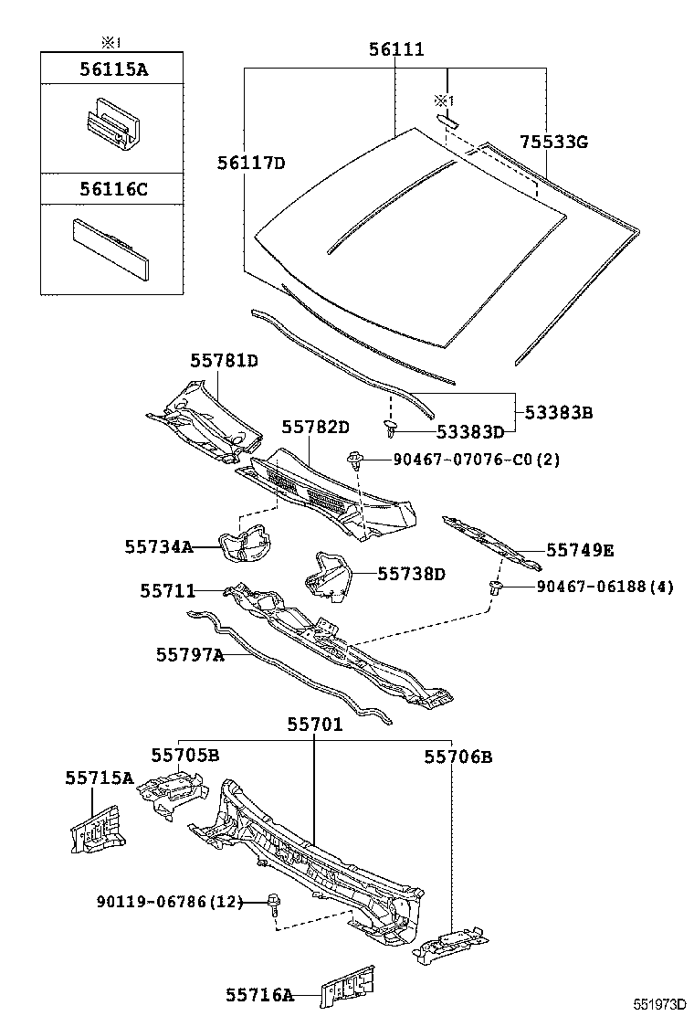 56101-12470 GLASS, WINDSHIELD product image