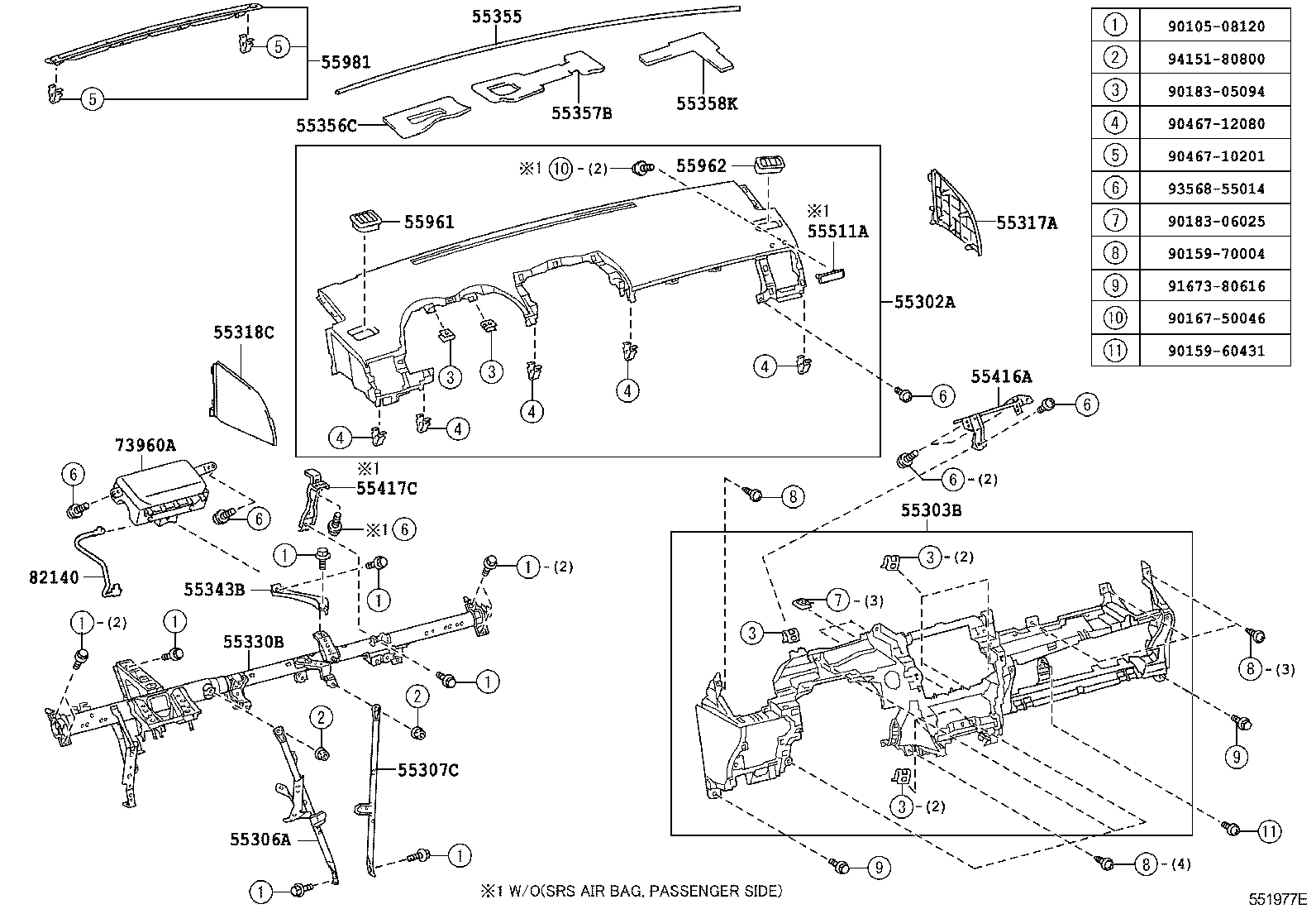 55063-12180 REGISTER SUB-ASSY, INSTRUMENT, NO.3 product image