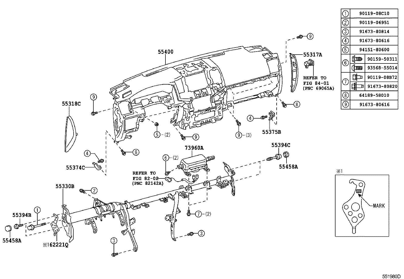 55375-60100 BRACKET, INSTRUMENT PANEL LOWER MOUNTING, NO.2 product image