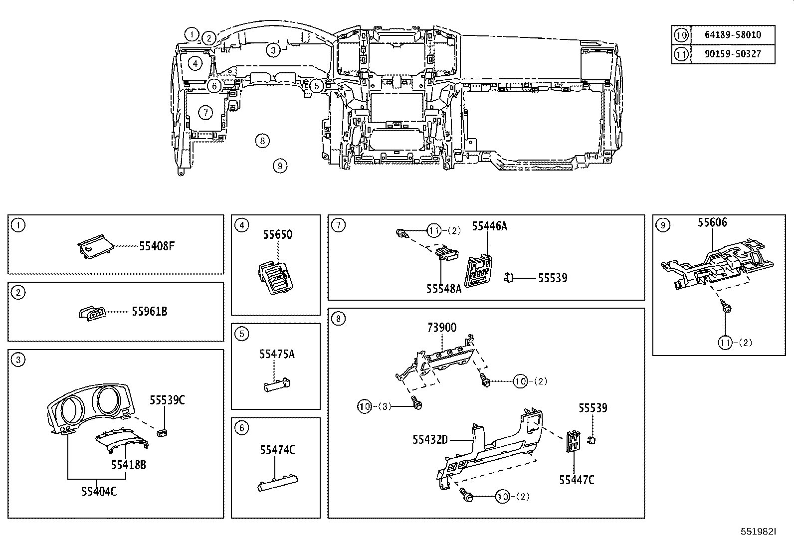 55375-60100 BRACKET, INSTRUMENT PANEL LOWER MOUNTING, NO.2 product image