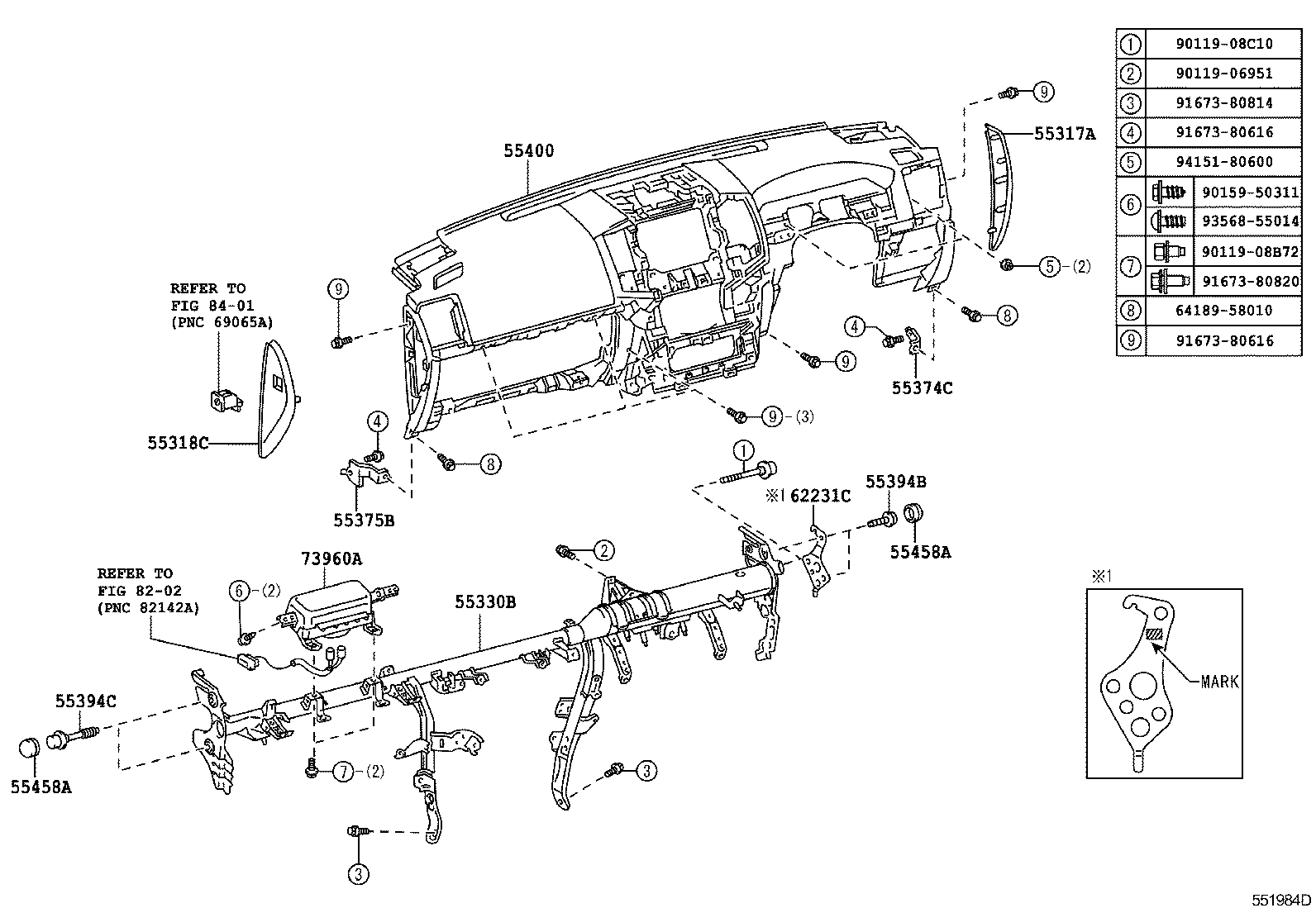 55375-60100 BRACKET, INSTRUMENT PANEL LOWER MOUNTING, NO.2 product image