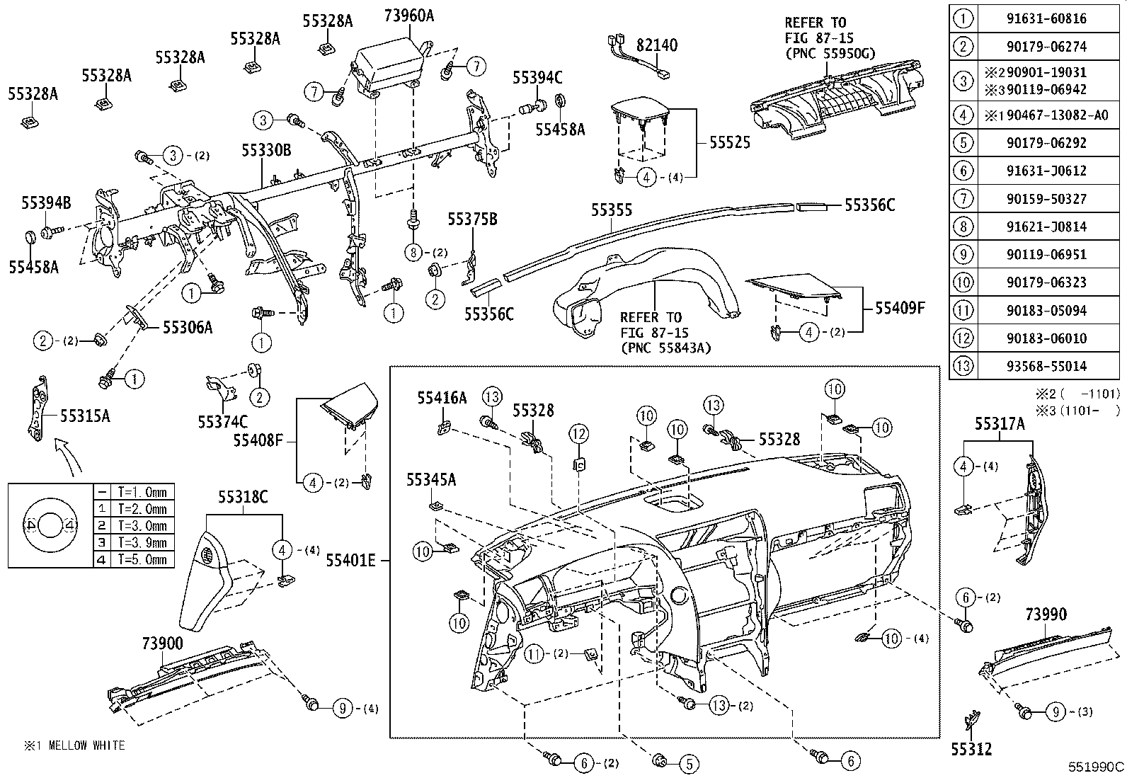 55401-50210-C4 PAD SUB-ASSY, INSTRUMENT PANEL SAFETY product image