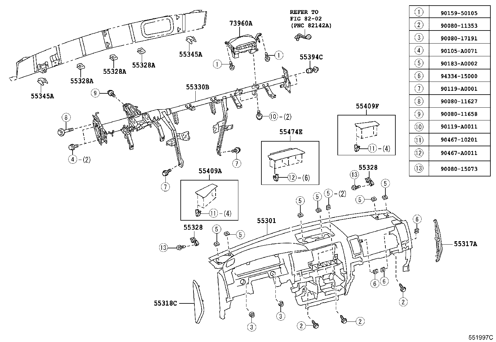 Toyota 55421-0C070 PANEL, INSTRUMENT CLUSTER FINISH, UPPER
