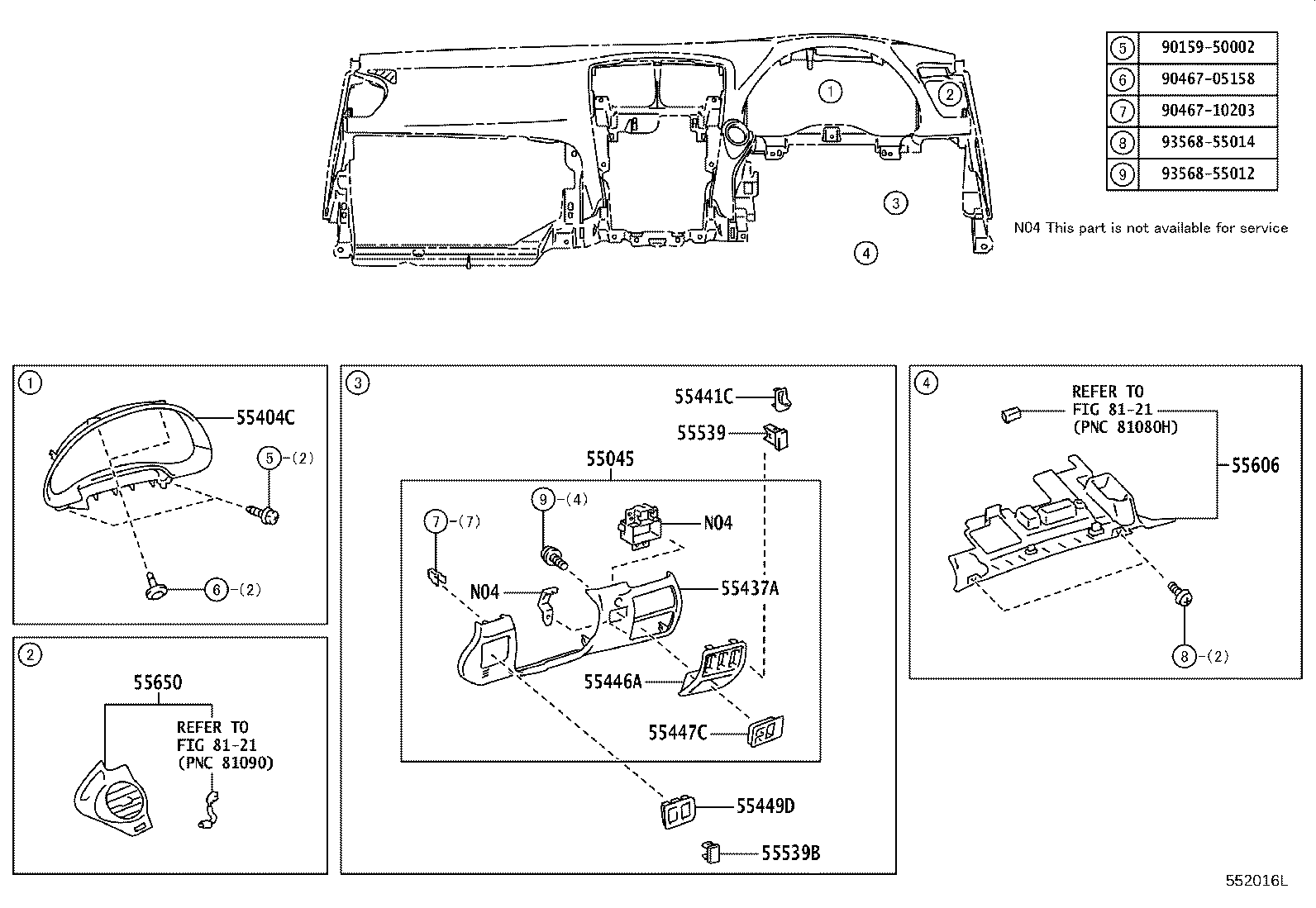 55394-50010 BOLT, INSTRUMENT PANEL product image
