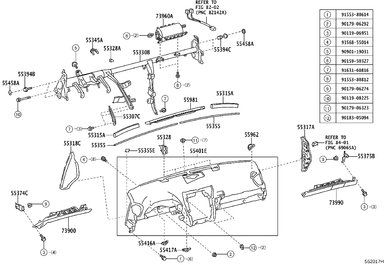 55394-50010 BOLT, INSTRUMENT PANEL product image