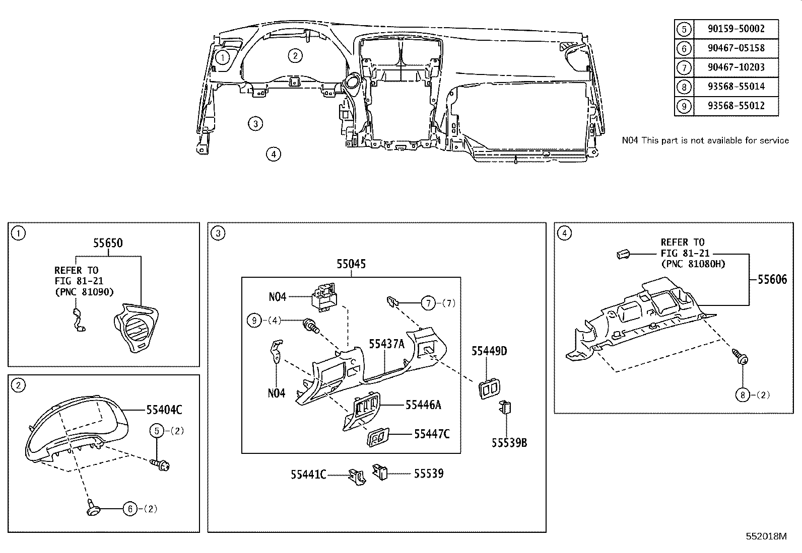55394-50010 BOLT, INSTRUMENT PANEL product image