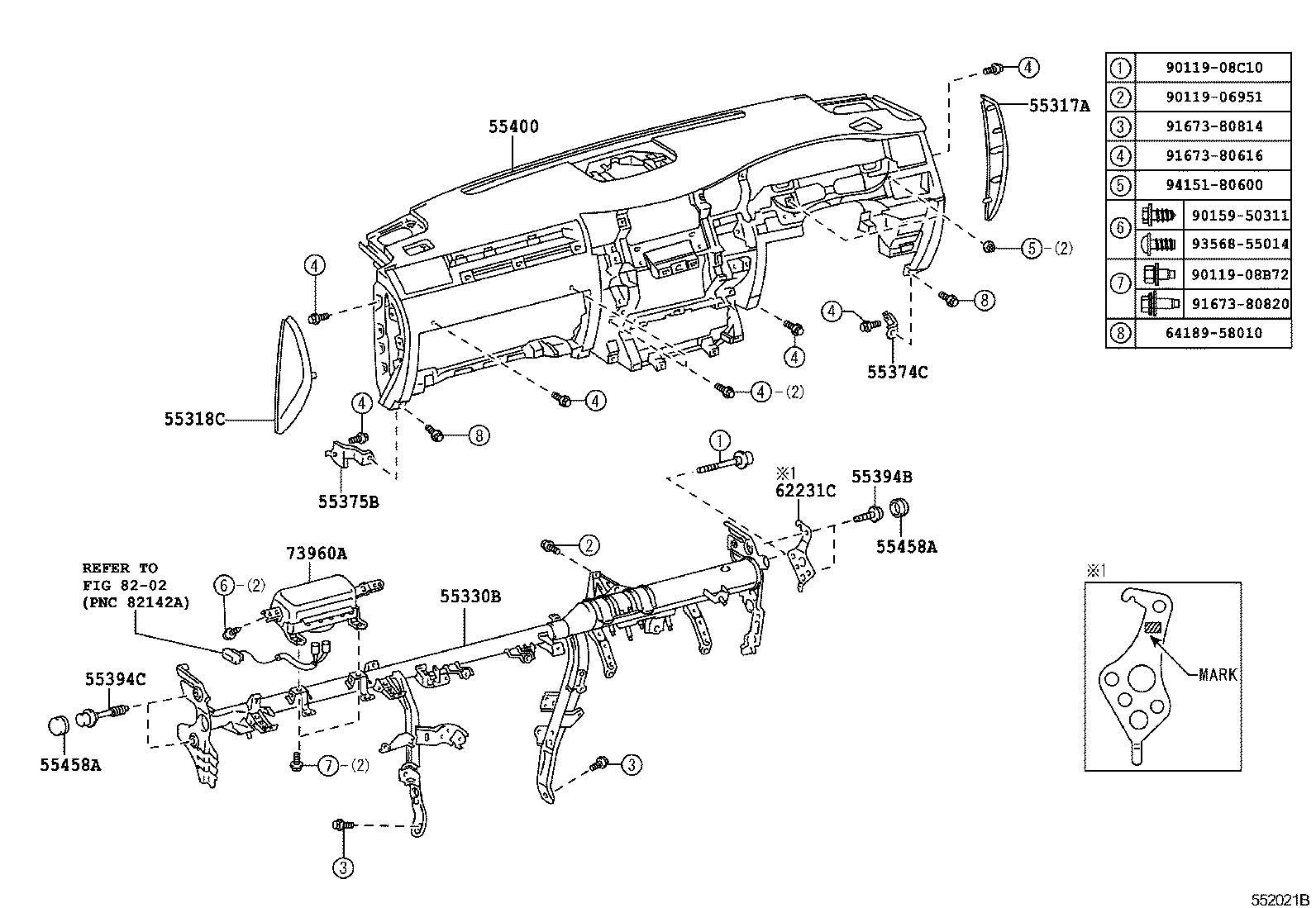55405-60460 PANEL SUB-ASSY, INSTRUMENT CLUSTER FINISH, CENTER product image