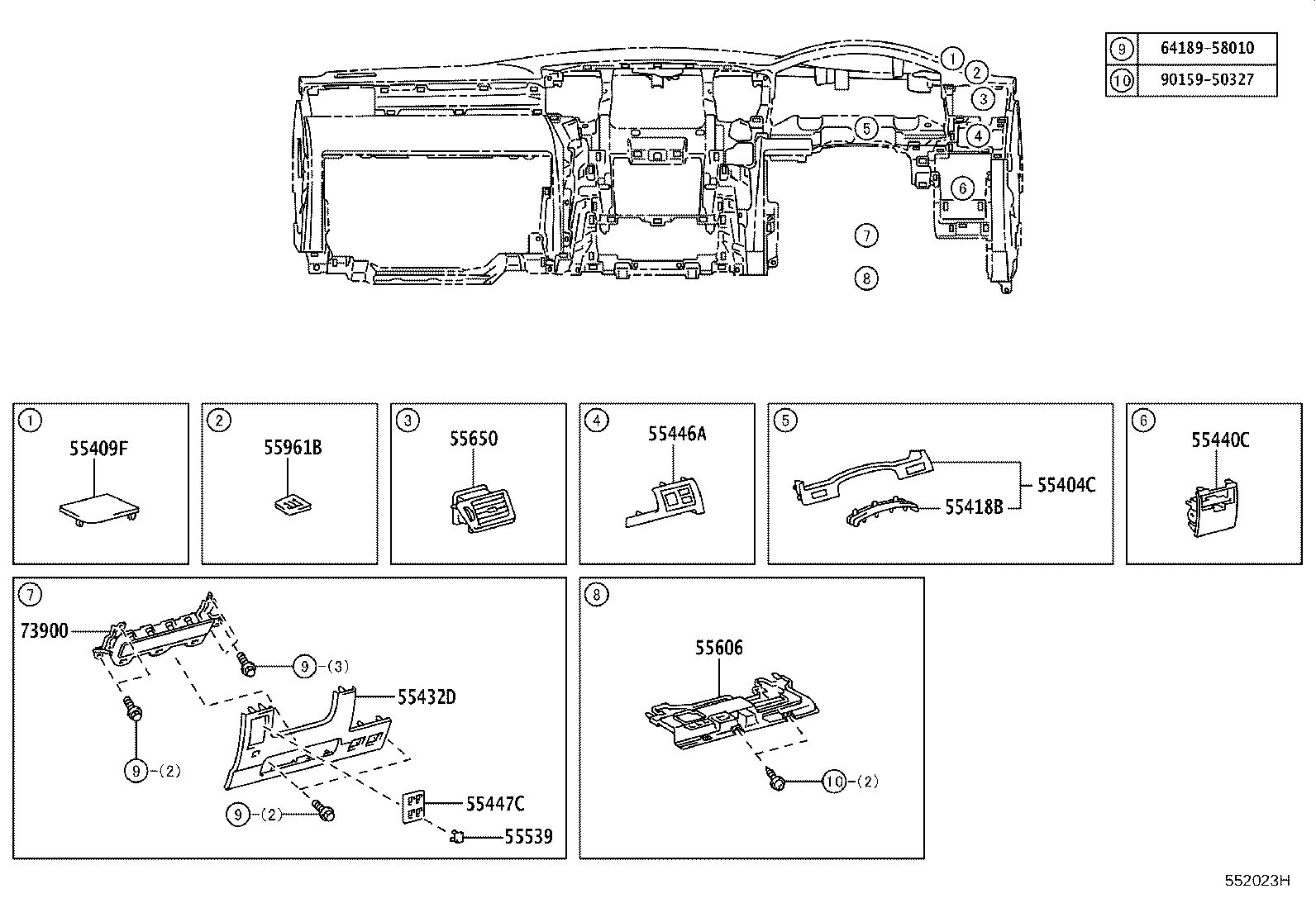 55405-60460 PANEL SUB-ASSY, INSTRUMENT CLUSTER FINISH, CENTER product image