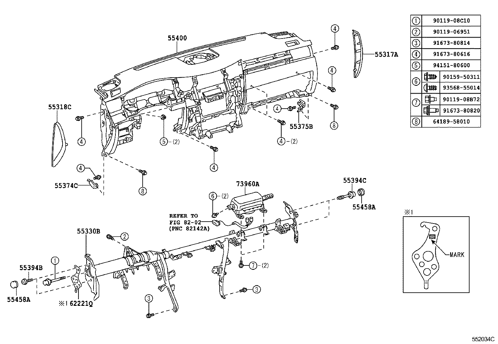 Toyota 55440-60020-C0 BOX ASSY, INSTRUMENT PANEL