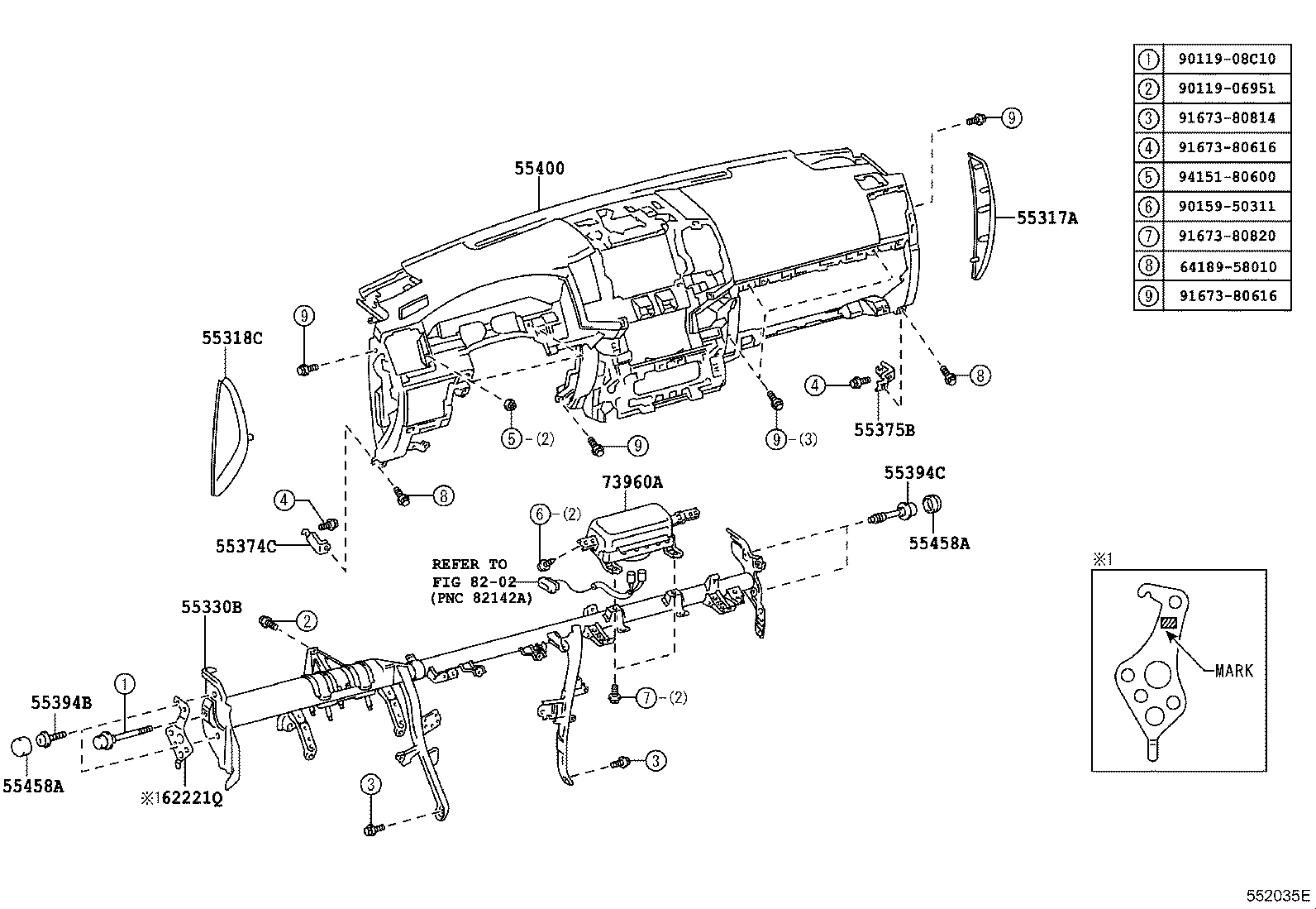 55405-60550 PANEL SUB-ASSY, INSTRUMENT CLUSTER FINISH, CENTER product image