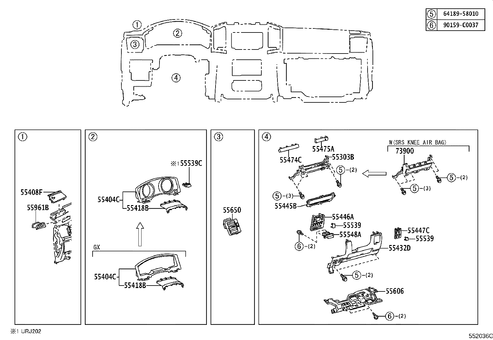 55405-60550 PANEL SUB-ASSY, INSTRUMENT CLUSTER FINISH, CENTER product image