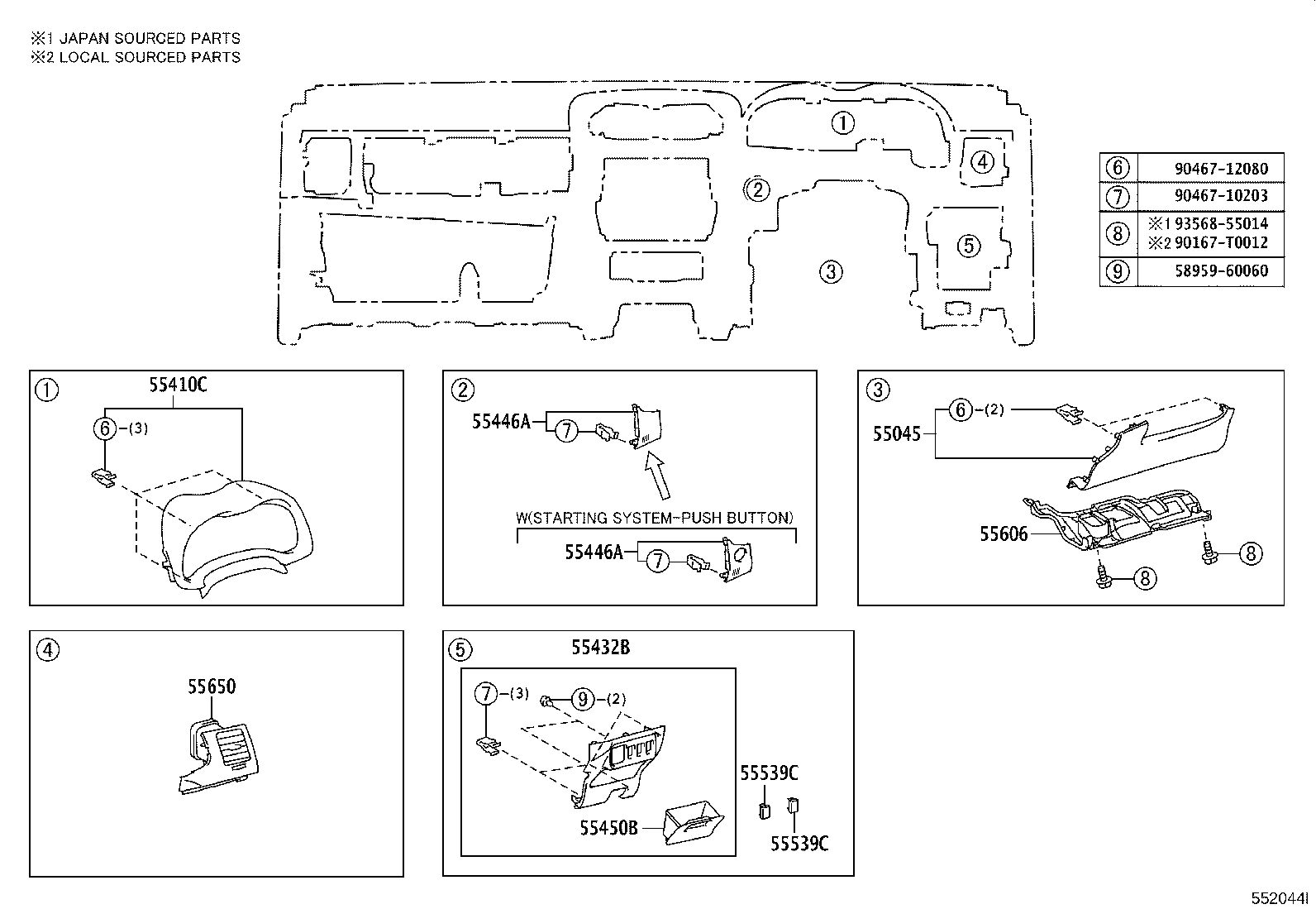55054-02040 STOPPER SUB-ASSY, GLOVE COMPARTMENT DOOR product image