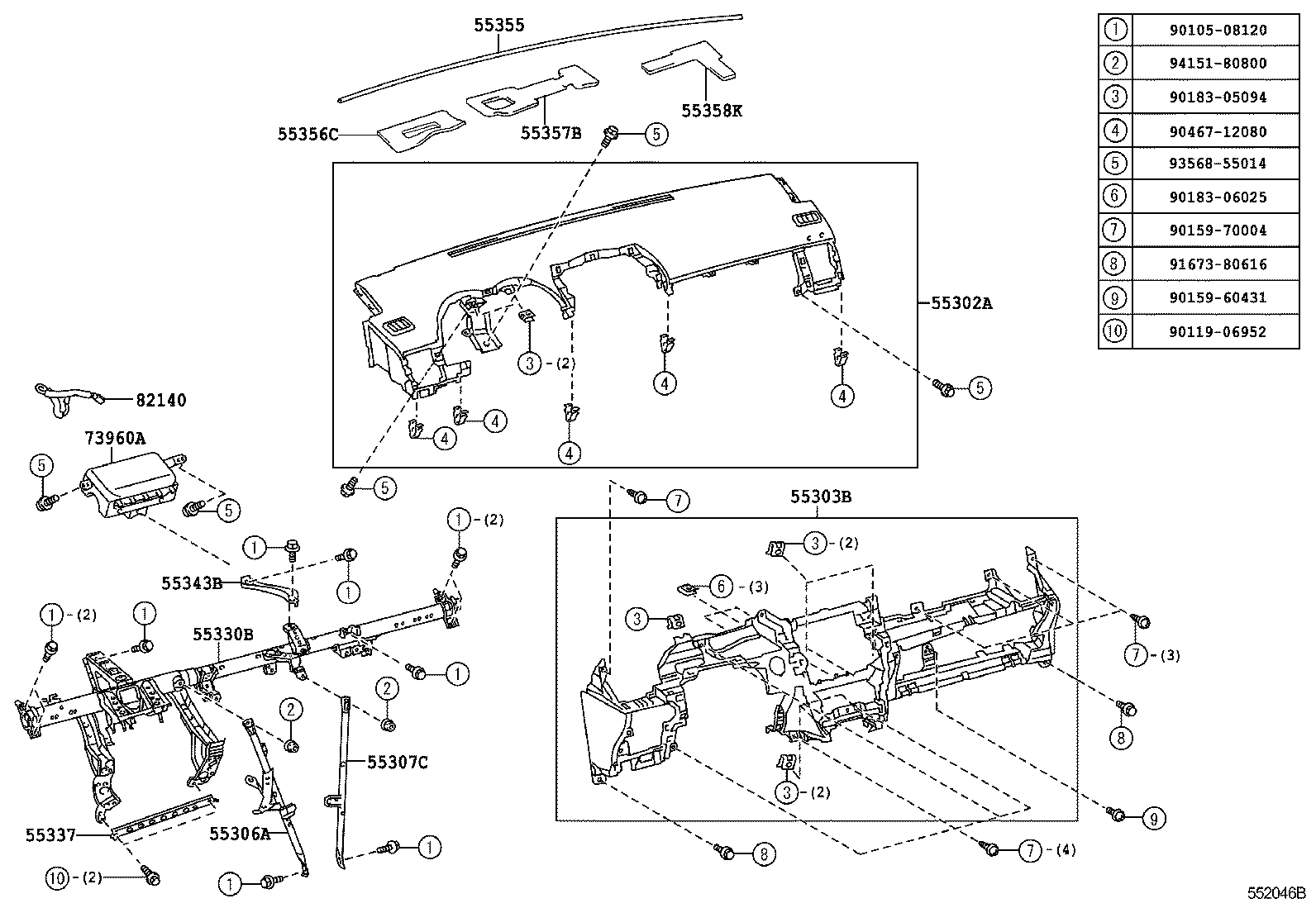 Toyota 55337-12040 REINFORCEMENT, INSTRUMENT PANEL SUB