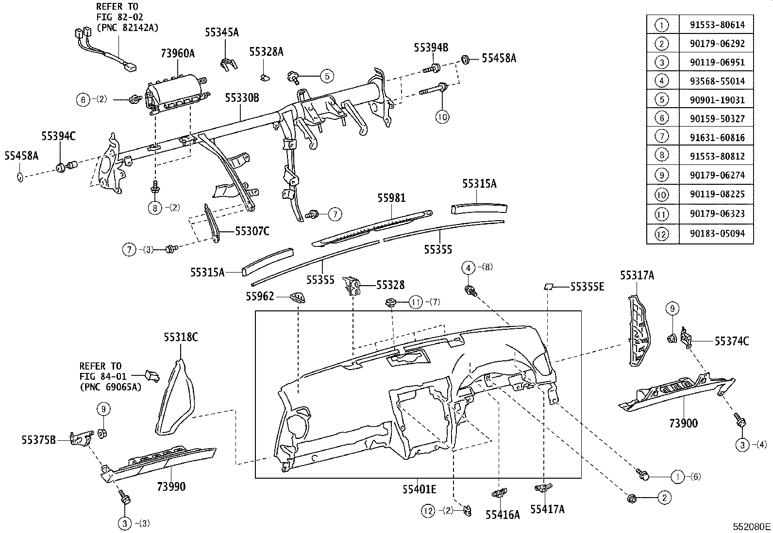 55394-50010 BOLT, INSTRUMENT PANEL product image
