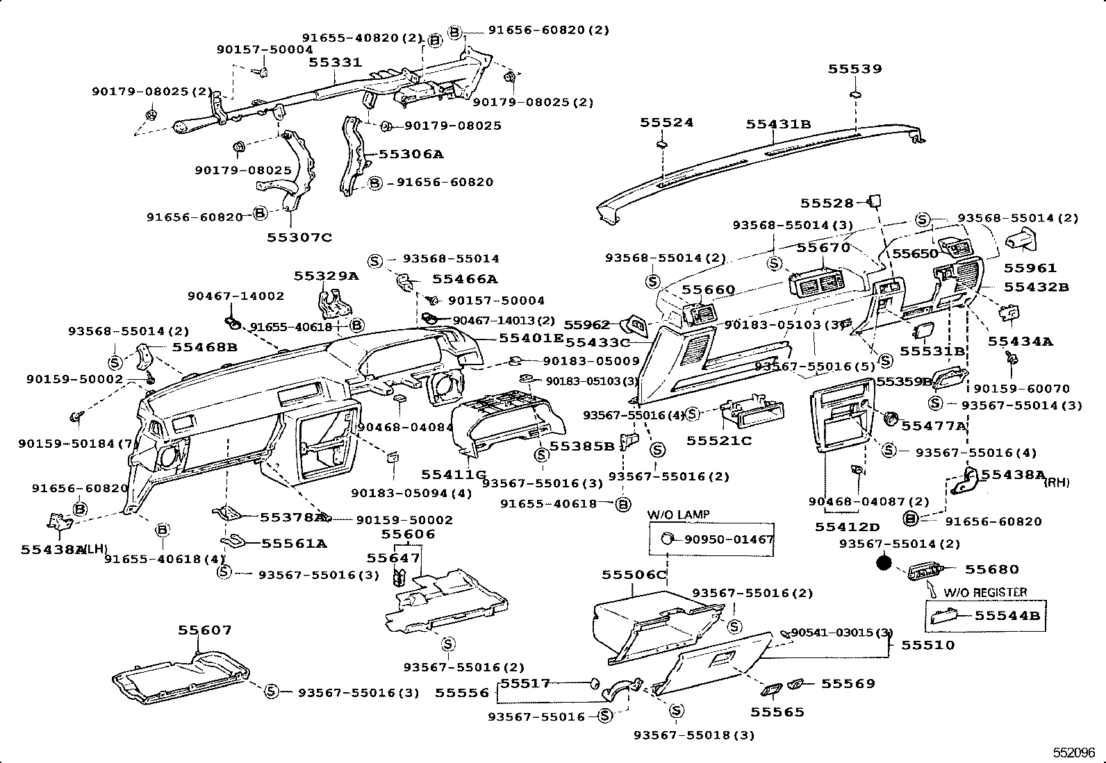 55412-22380 PANEL, INSTRUMENT CLUSTER FINISH, CENTER product image