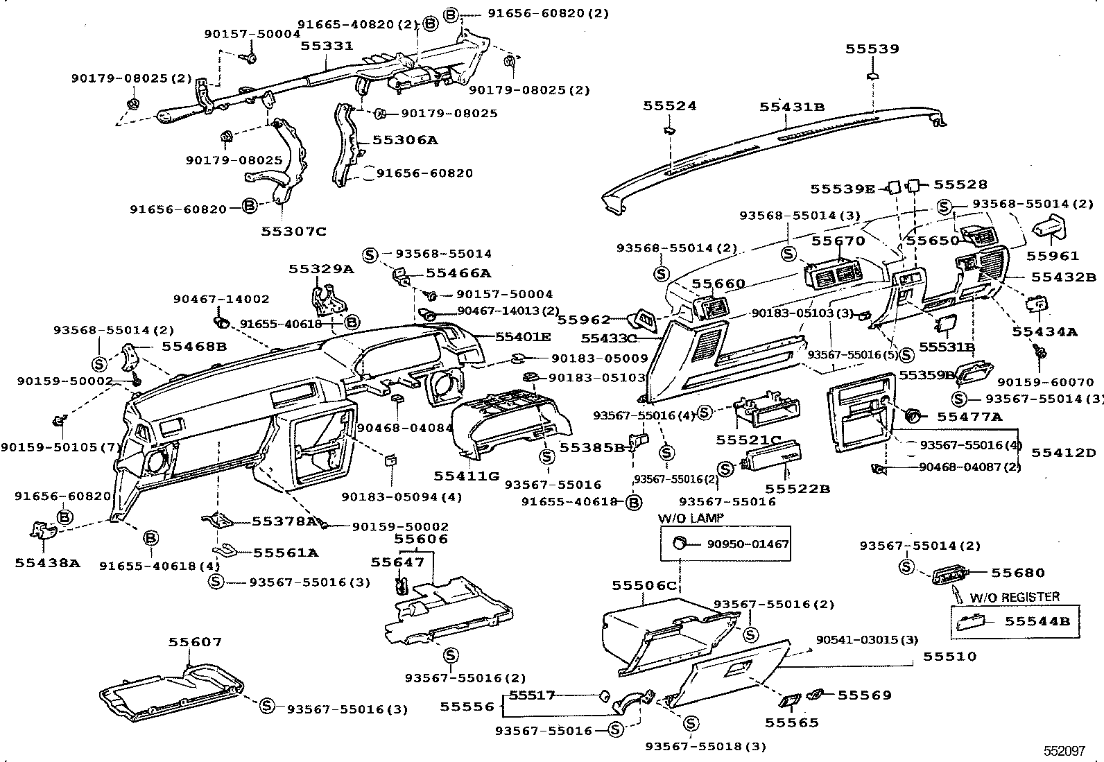 55412-22210 PANEL, INSTRUMENT CLUSTER FINISH, CENTER product image