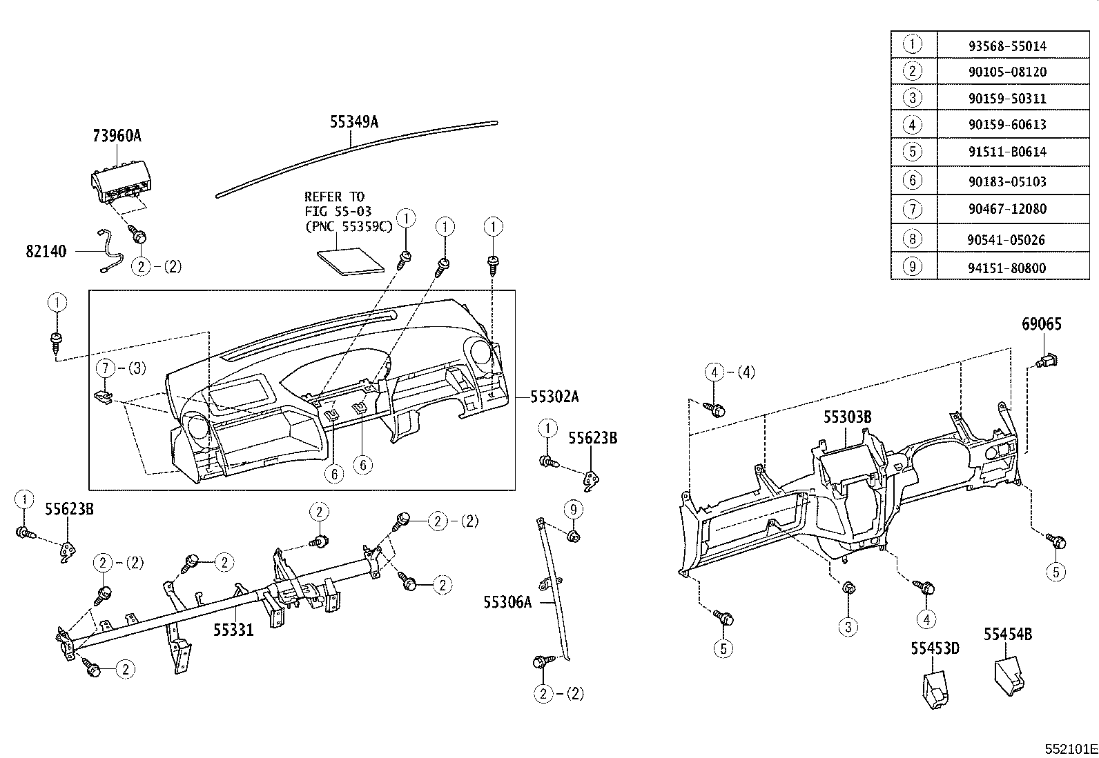 55359-52080 CUSHION, INSTRUMENT PANEL, NO.5 product image