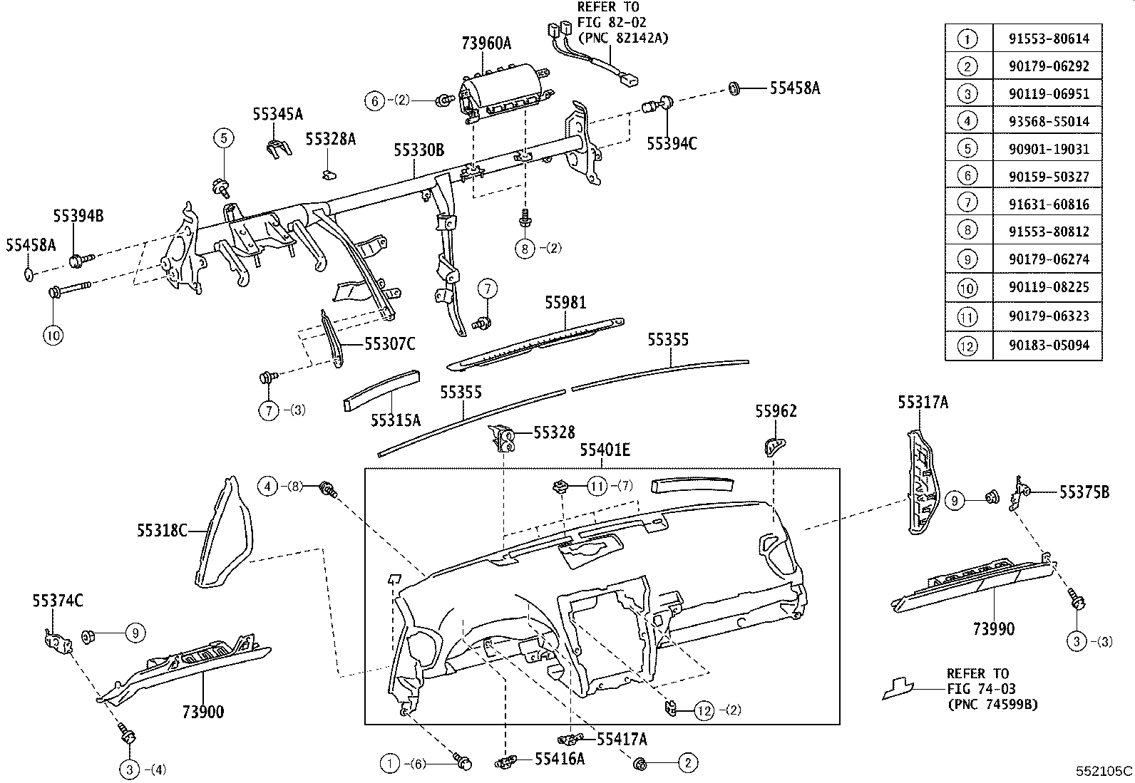 Toyota 55413-53060 PANEL, INSTRUMENT CLUSTER FINISH, CENTER LOWER