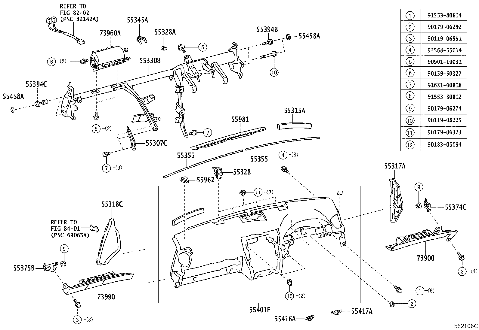 55394-50010 BOLT, INSTRUMENT PANEL product image