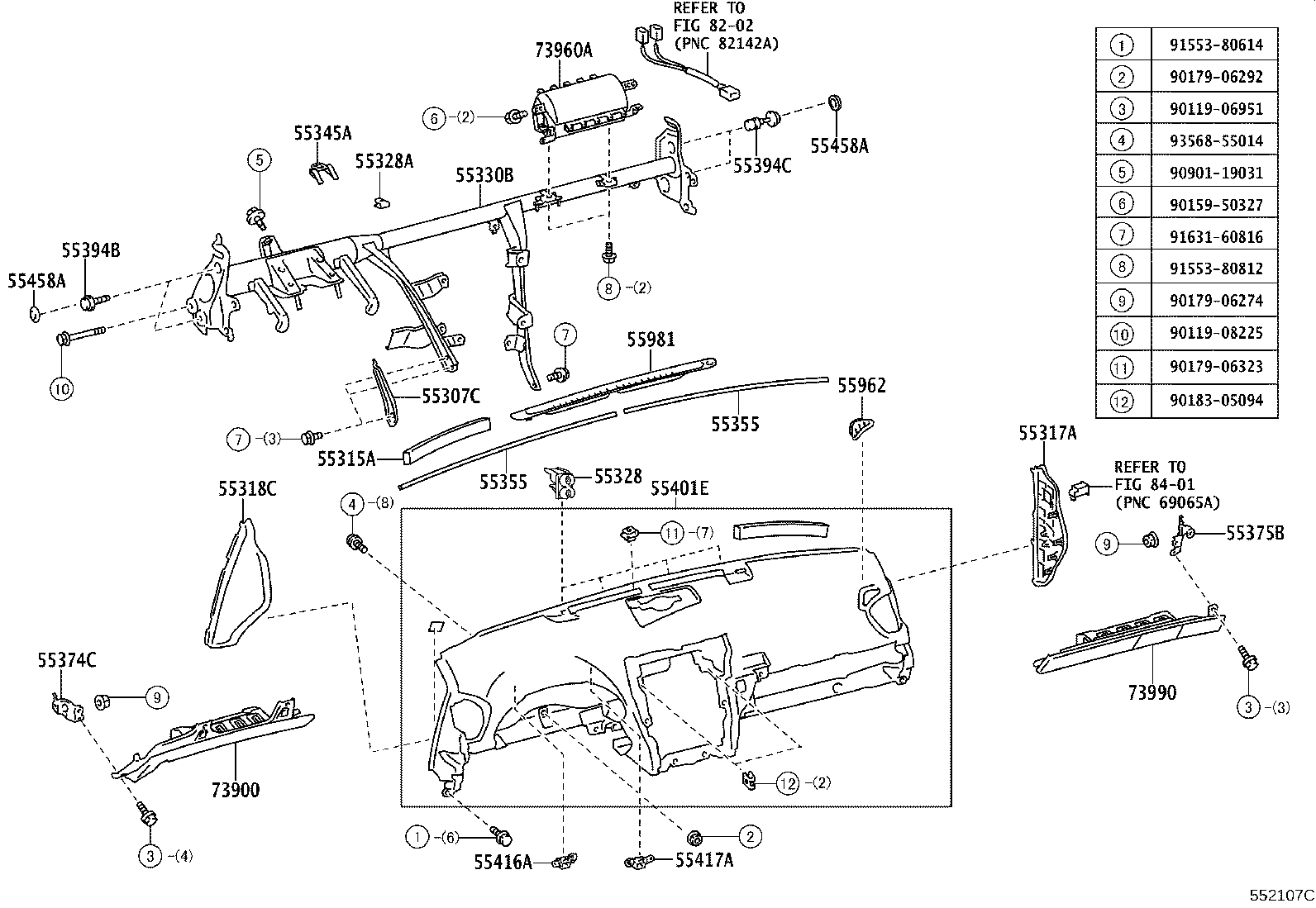 55394-50010 BOLT, INSTRUMENT PANEL product image