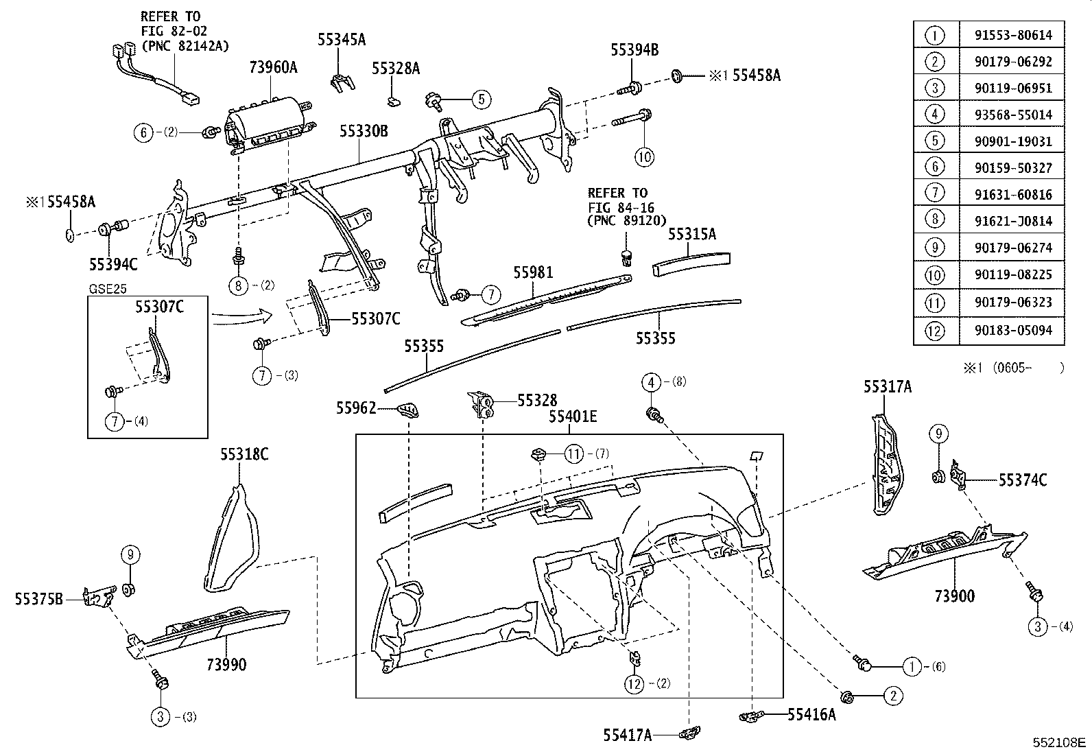 55352-53060 BRACE SUB-ASSY, INSTRUMENT PANEL, NO.2 product image