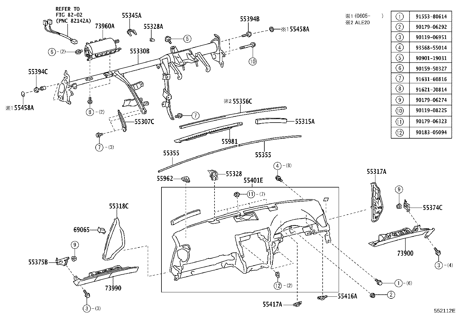 55374-53010 BRACKET, INSTRUMENT PANEL LOWER MOUNTING, NO.1 product image