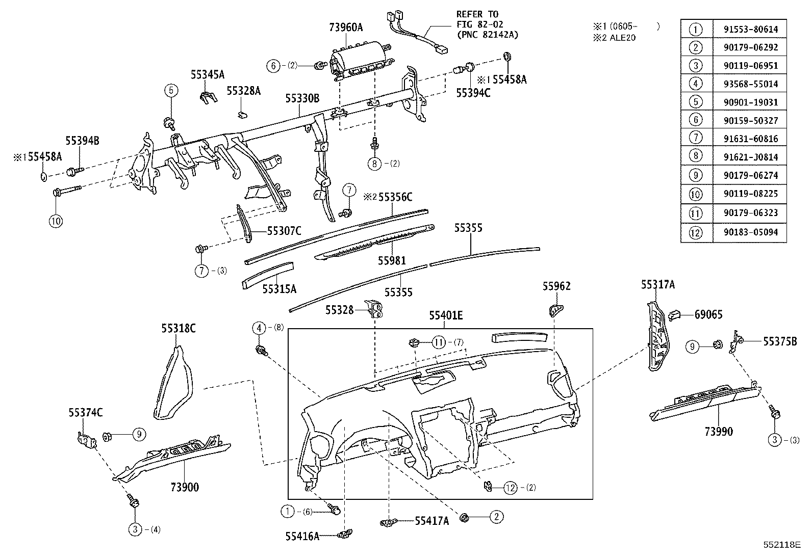 55374-53010 BRACKET, INSTRUMENT PANEL LOWER MOUNTING, NO.1 product image