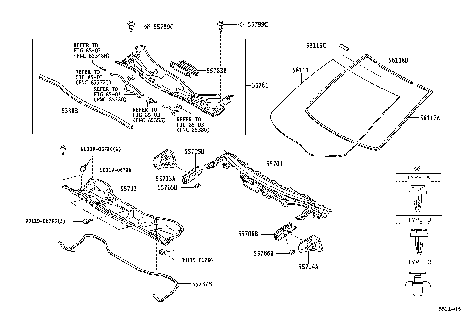 53383-28070 SEAL, HOOD TO COWL TOP product image