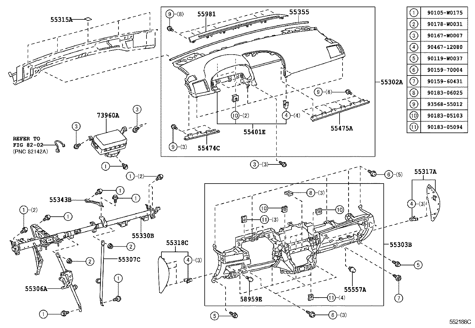 55401-05090-C0 PAD SUB-ASSY, INSTRUMENT PANEL SAFETY product image