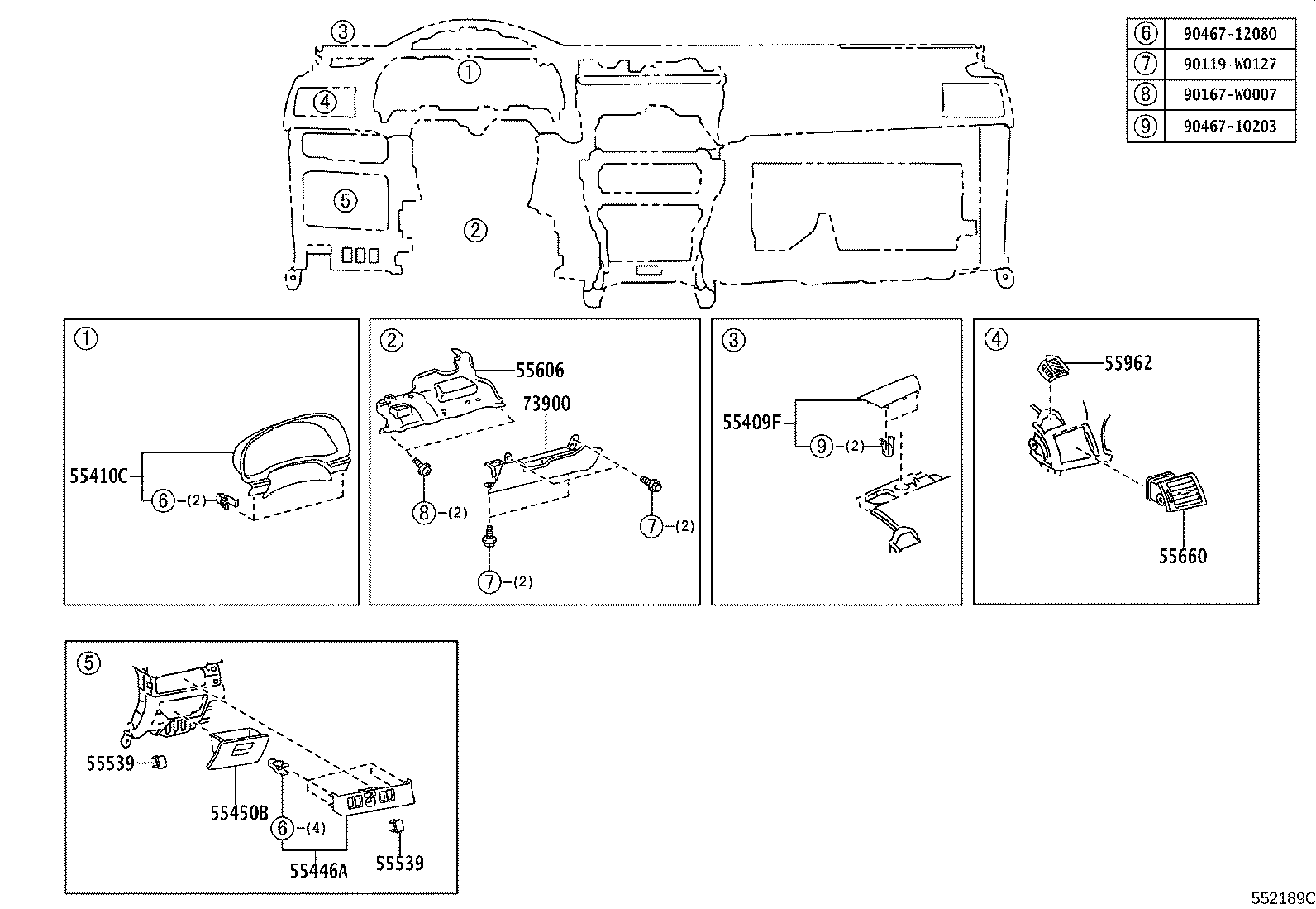 55307-05050 BRACE SUB-ASSY, INSTRUMENT PANEL, NO.2 product image