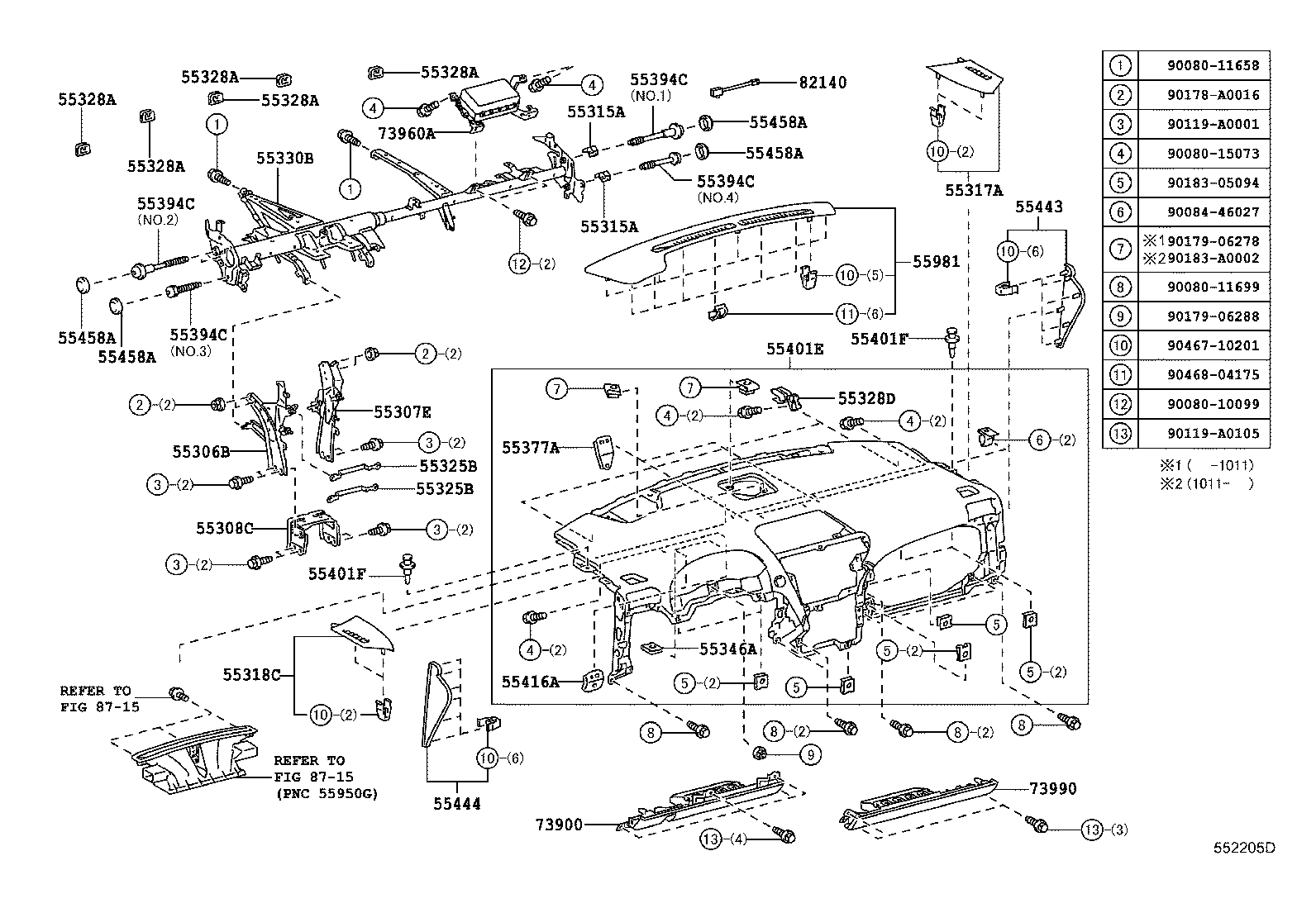 Toyota 55981-0E030-C0 GARNISH, DEFROSTER NOZZLE, NO.1