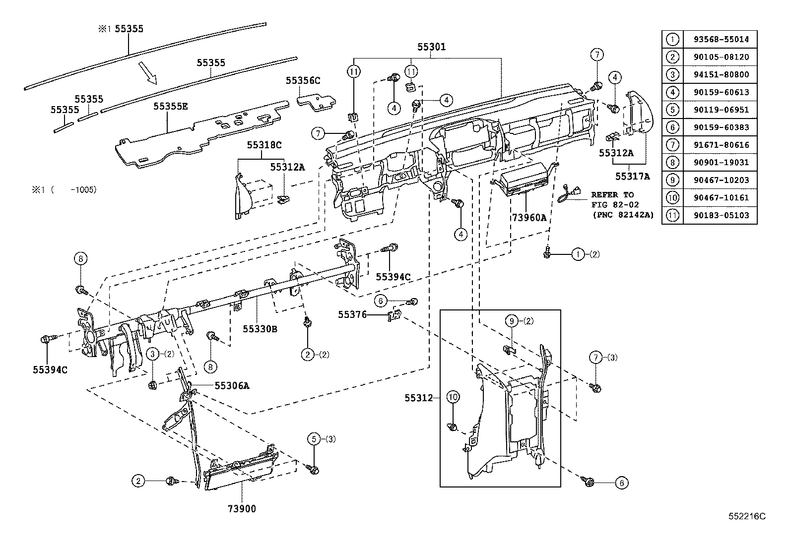 55376-74010 BRACKET, INSTRUMENT PANEL MOUNTING, NO.1 product image