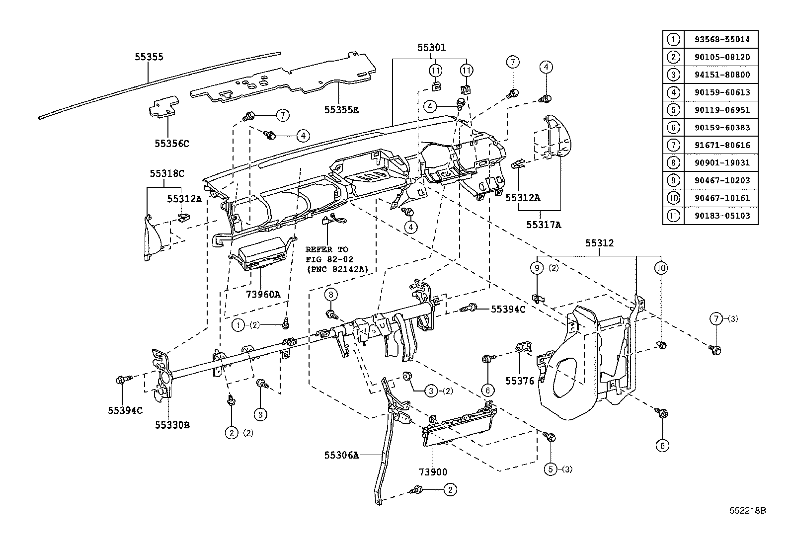 55376-74010 BRACKET, INSTRUMENT PANEL MOUNTING, NO.1 product image
