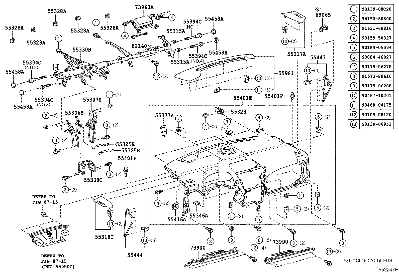 55330-48170 REINFORCEMENT ASSY, INSTRUMENT PANEL product image