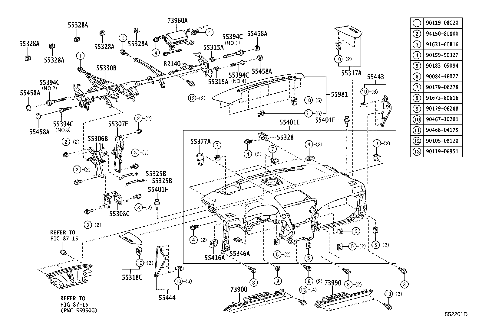 Toyota 55394-48040 BOLT, INSTRUMENT PANEL