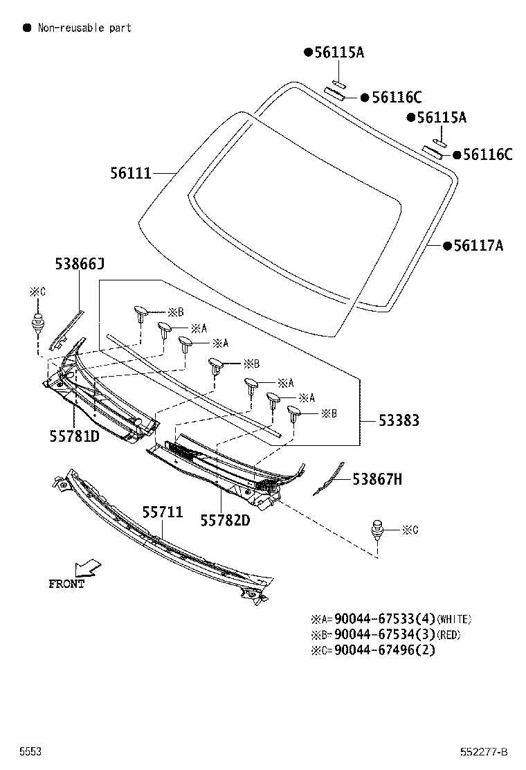 53383-B4011 SEAL, HOOD TO COWL TOP product image