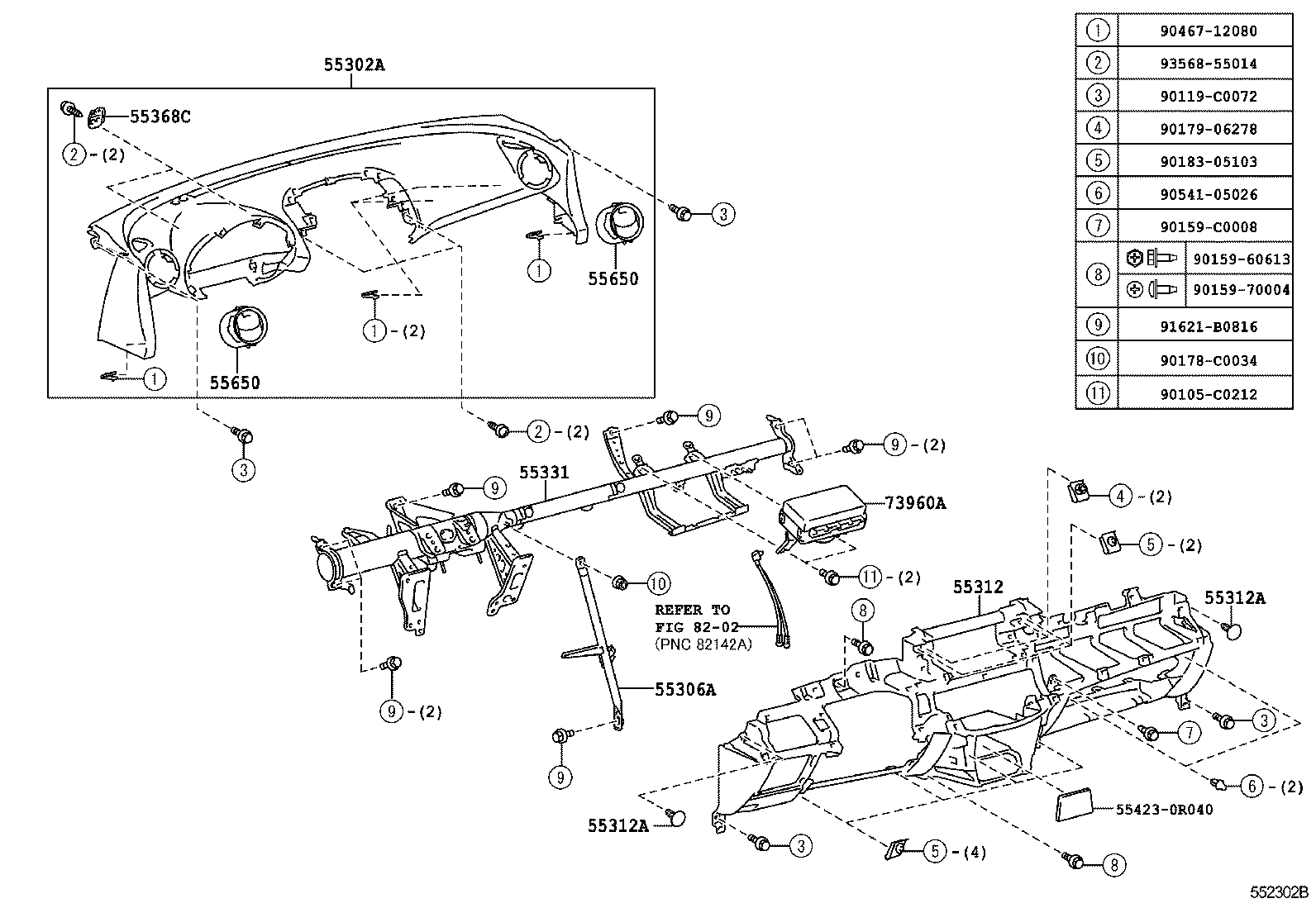 55417-0R020 RETAINER, METER HOOD, NO.2 product image