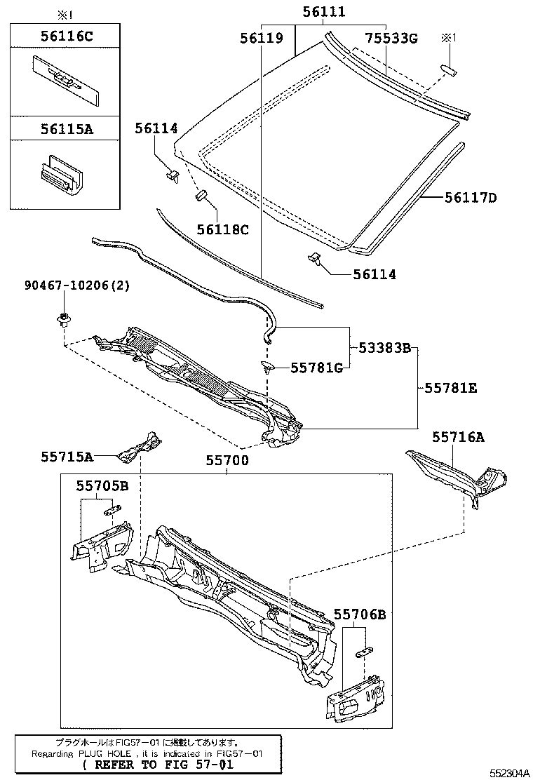 56101-30913 GLASS, WINDSHIELD product image