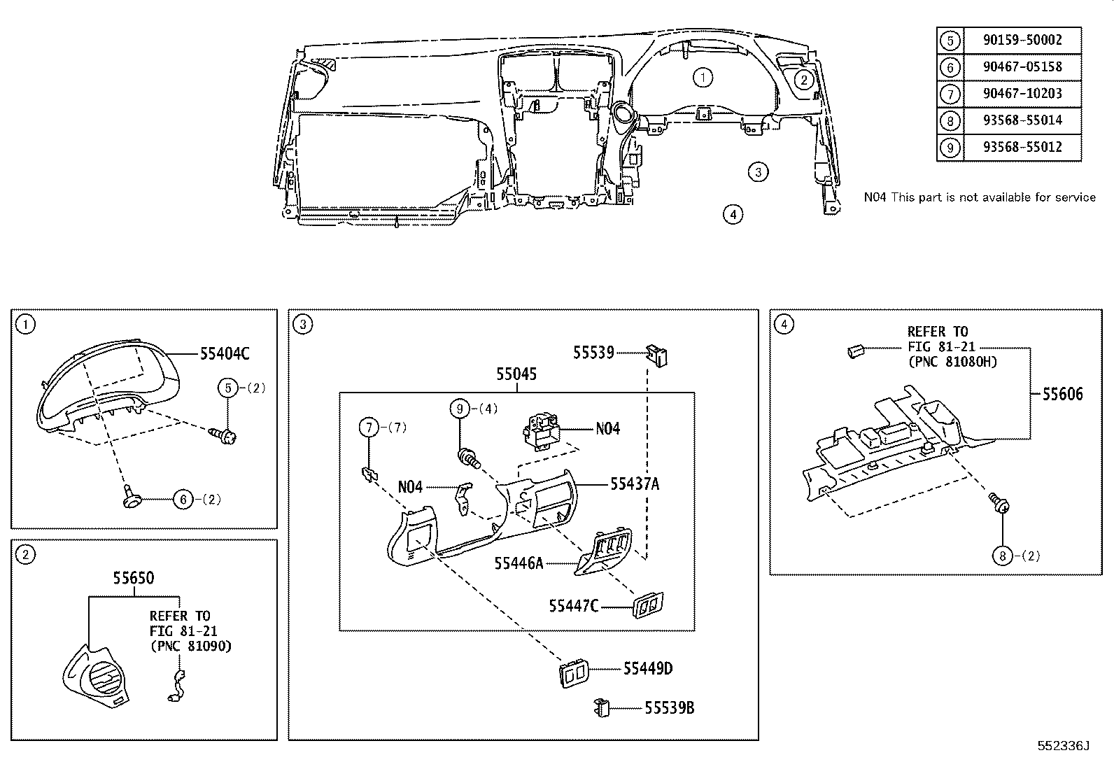 55446-53080-C0 BASE, SWITCH HOLE, NO.1 product image