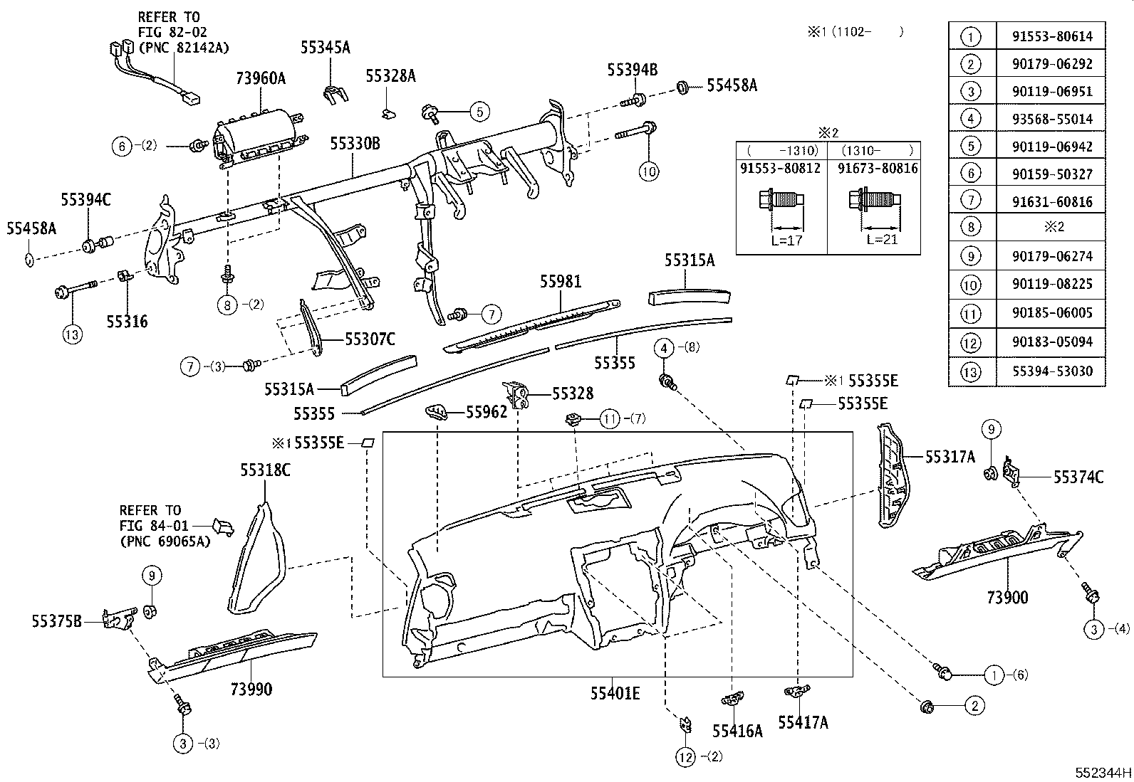 55394-50010 BOLT, INSTRUMENT PANEL product image