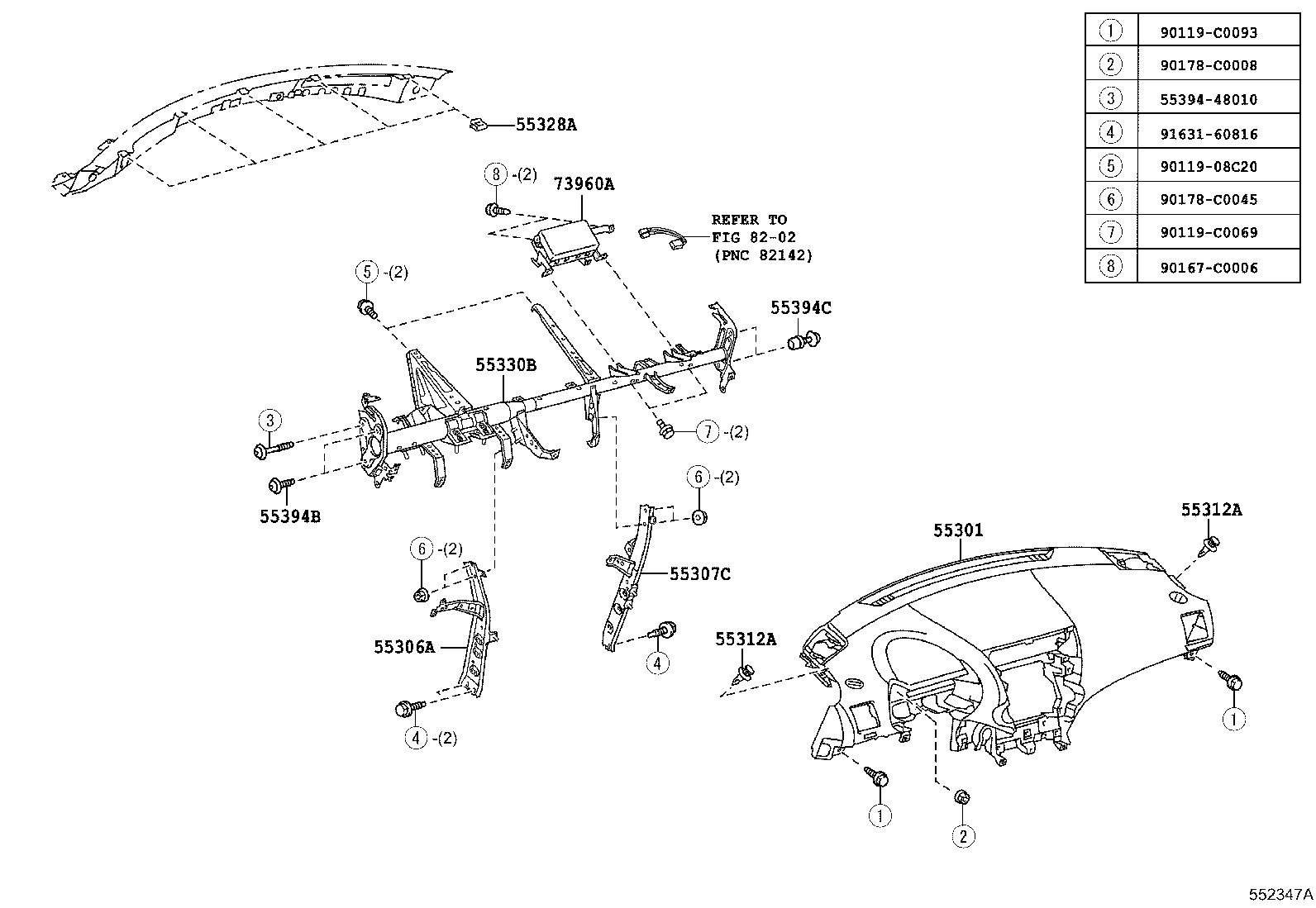 55650-0E031 REGISTER ASSY, INSTRUMENT PANEL, NO.1 product image