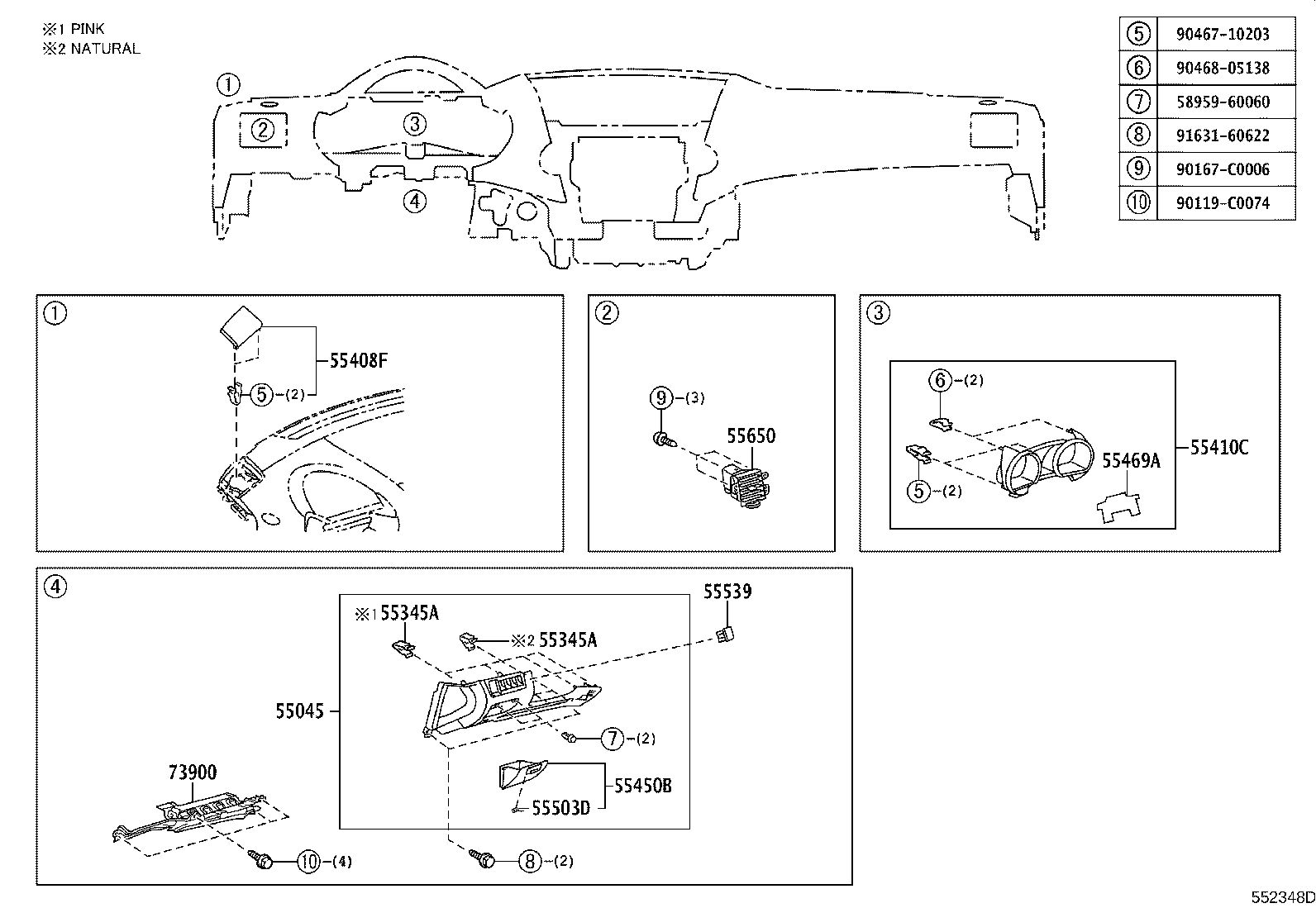 55650-0E031 REGISTER ASSY, INSTRUMENT PANEL, NO.1 product image