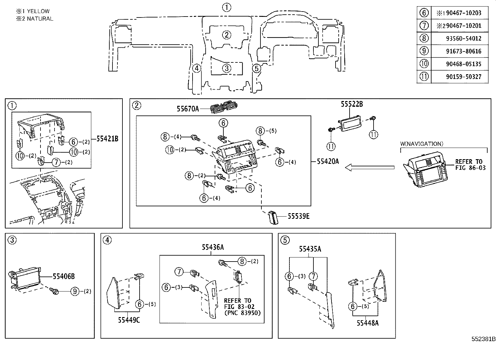55406-60370 PANEL SUB-ASSY, INSTRUMENT CLUSTER FINISH, LOWER CENTER product image