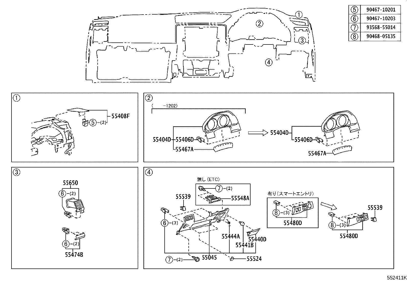 55405-22480 PANEL SUB-ASSY, INSTRUMENT CLUSTER FINISH, CENTER product image