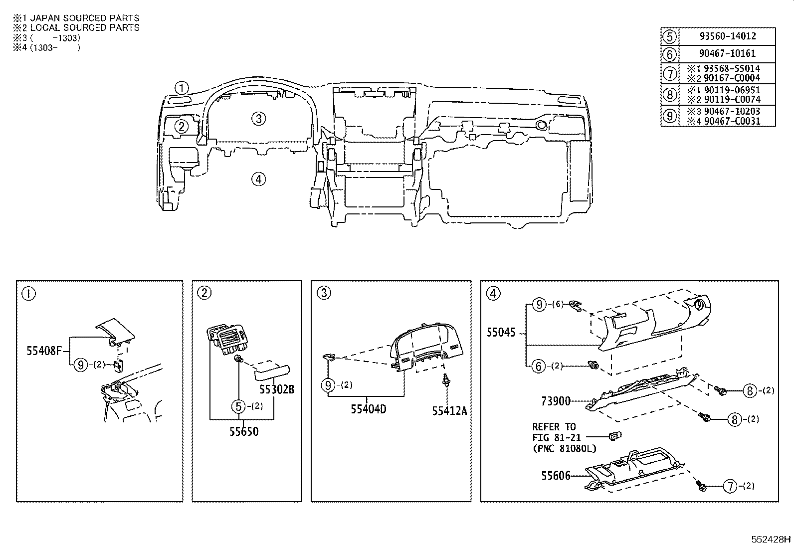 55406-YY020 PANEL SUB-ASSY, INSTRUMENT CLUSTER FINISH, LOWER CENTER product image