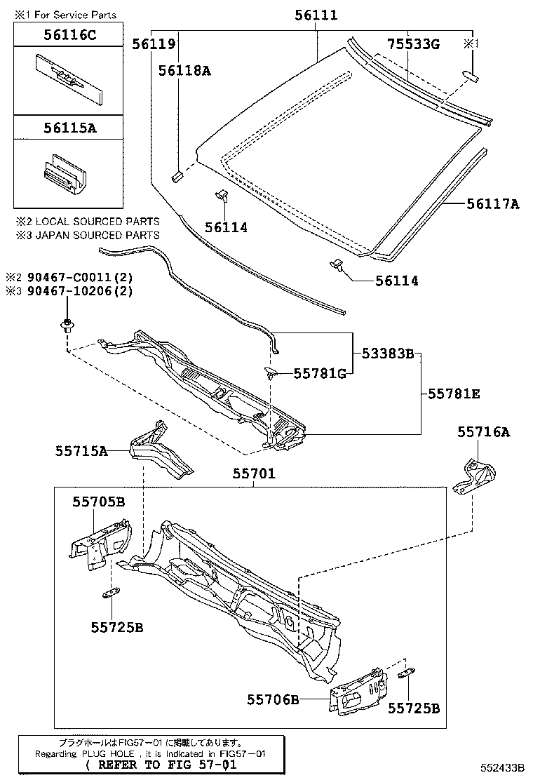 56101-0N080 GLASS, WINDSHIELD product image