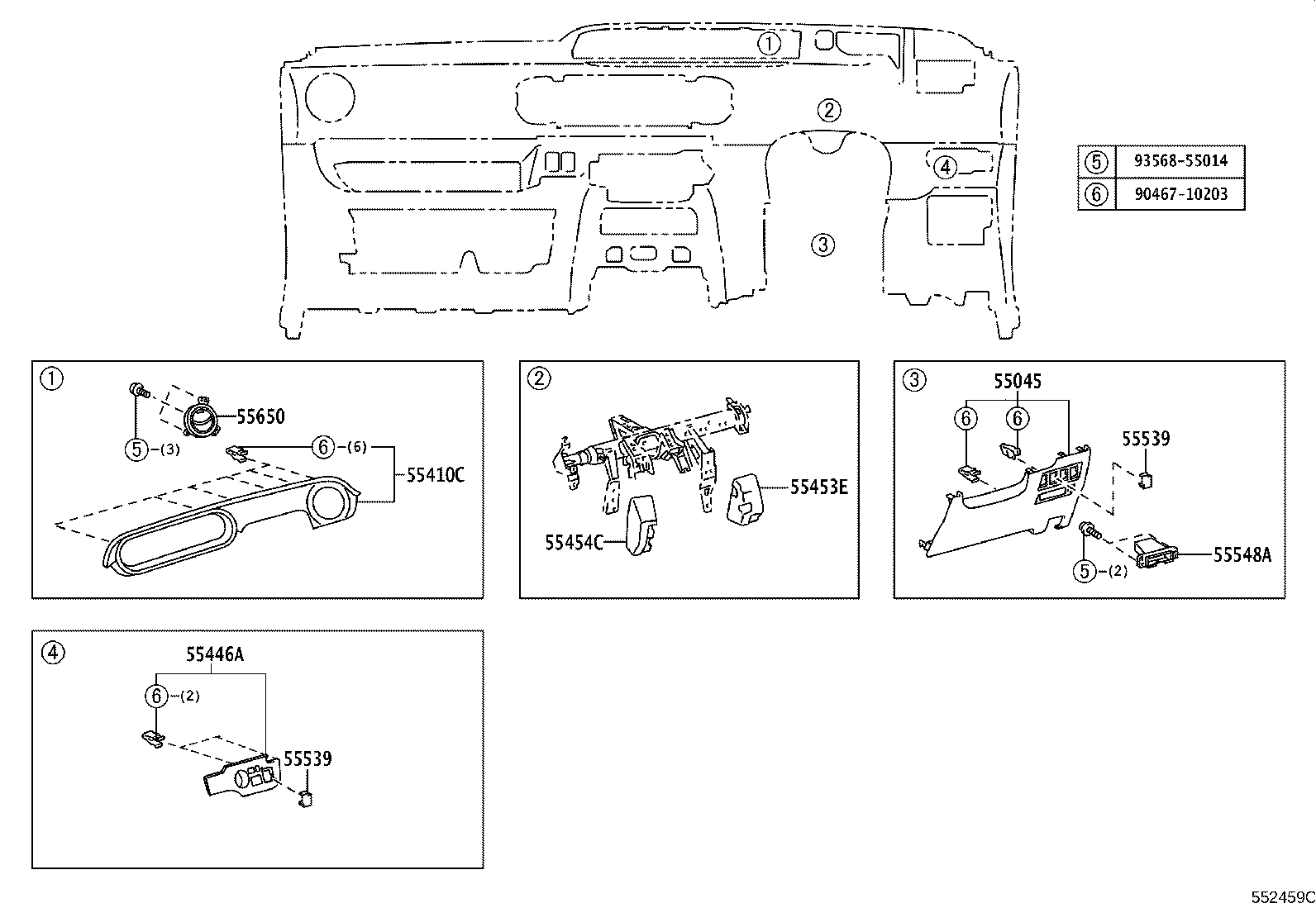55306-12440 BRACE SUB-ASSY, INSTRUMENT PANEL, NO.1 product image