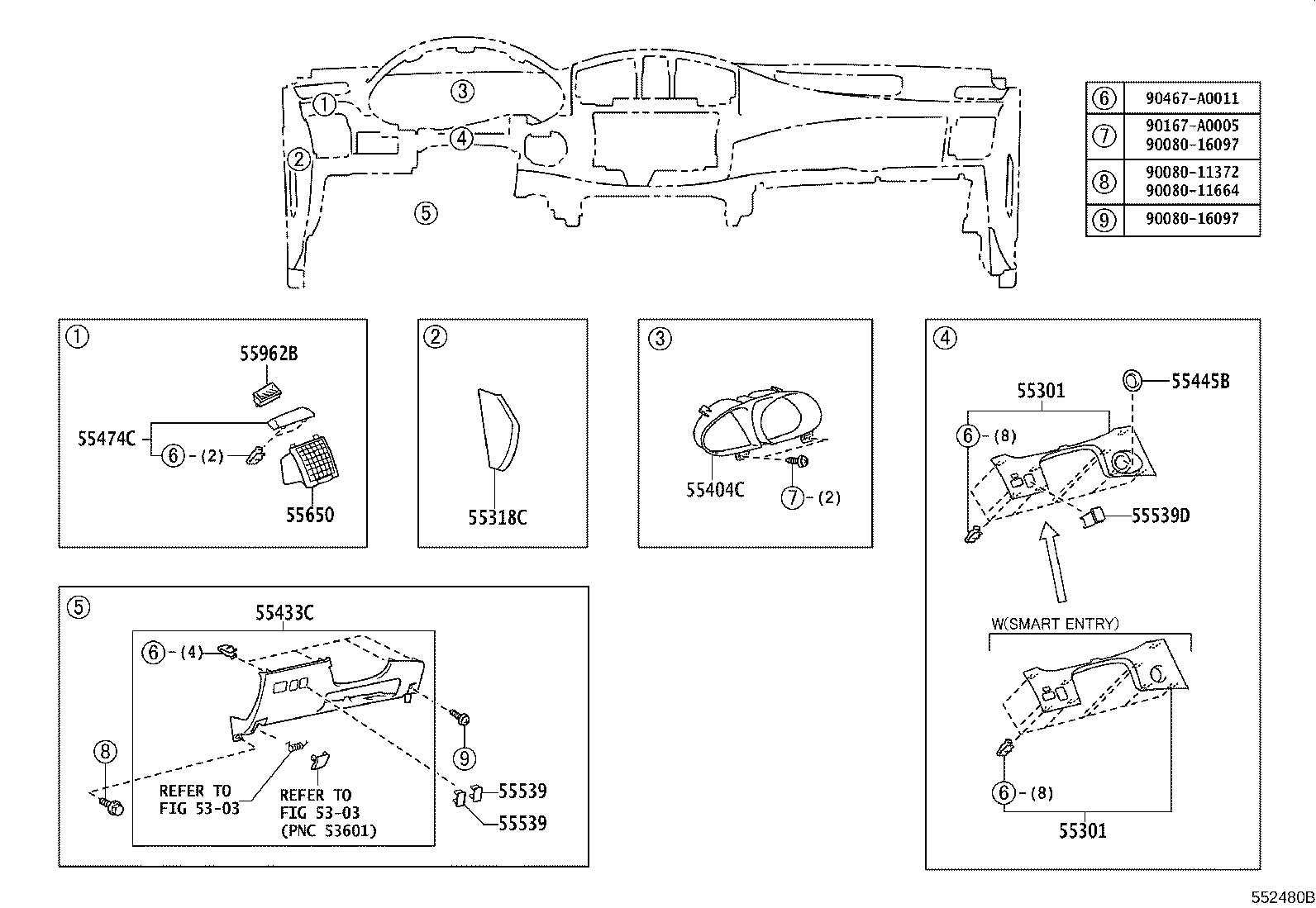 55405-07010 PANEL SUB-ASSY, INSTRUMENT CLUSTER FINISH, CENTER product image