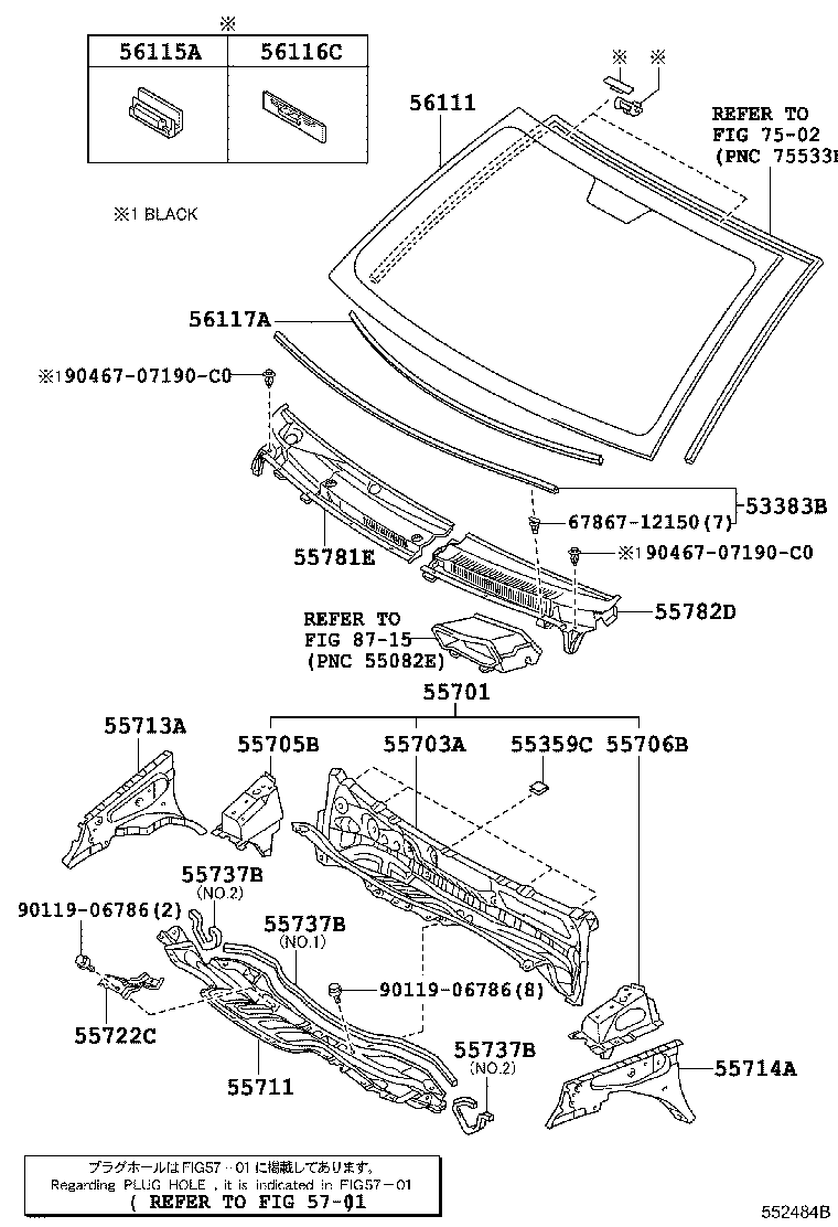 55709-52090 LOUVER, COWL TOP VENTILATOR, LH product image